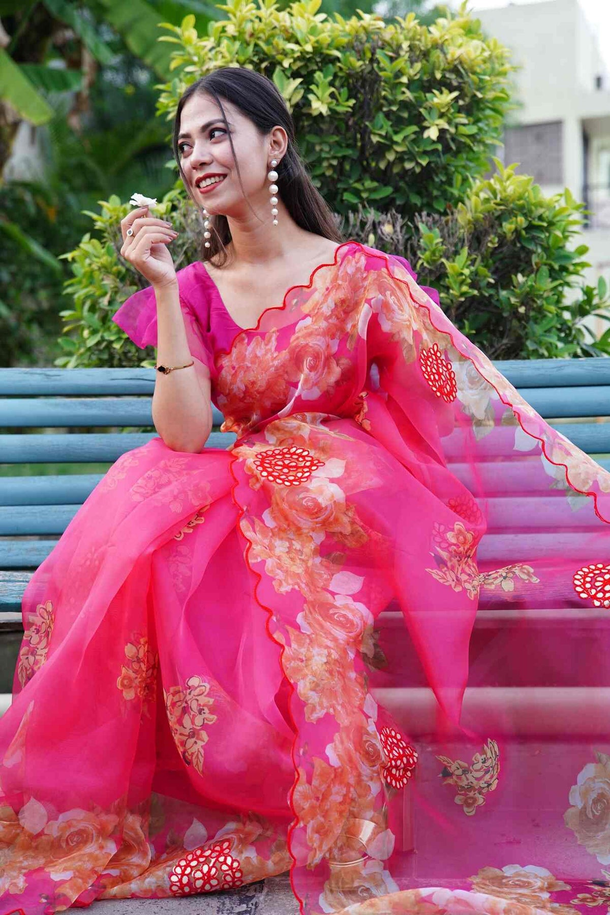 Ready To Wear Organza With scalloped Border & Gota Emboridery Wrap in 1 minute saree With Readymade Blouse - Isadora Life Online Shopping Store