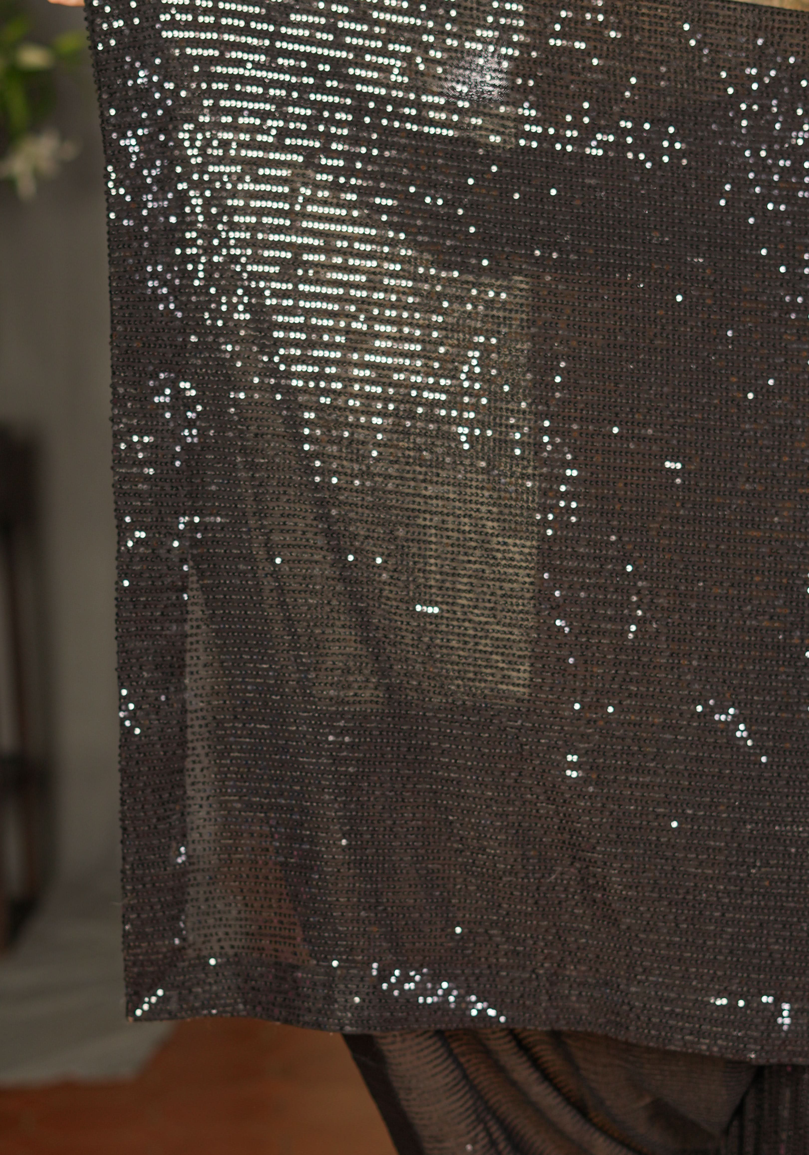 Pretty Net Sequin Saree in Black. Top Seller Saree! | Shobitam
