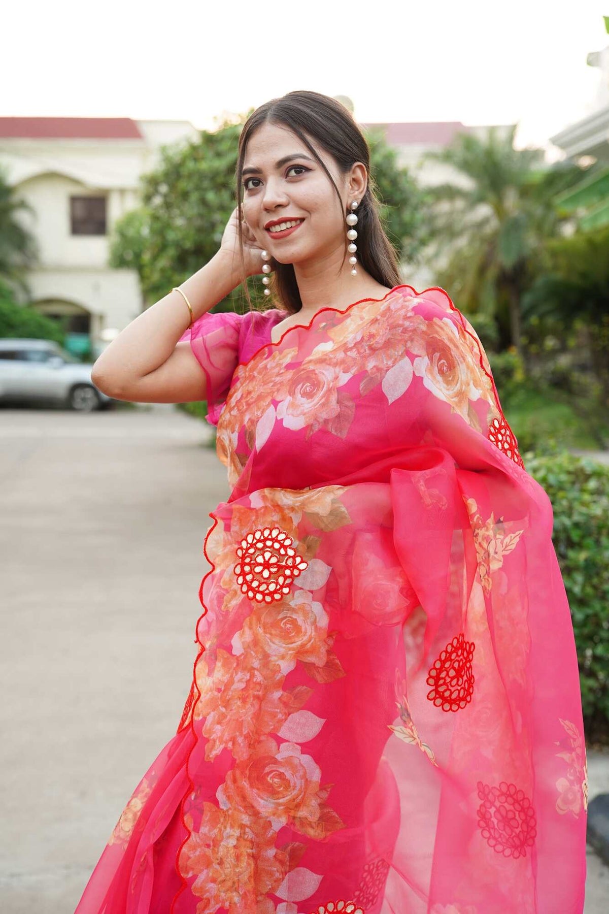 Ready To Wear Organza With scalloped Border & Gota Emboridery Wrap in 1 minute saree With Readymade Blouse - Isadora Life Online Shopping Store