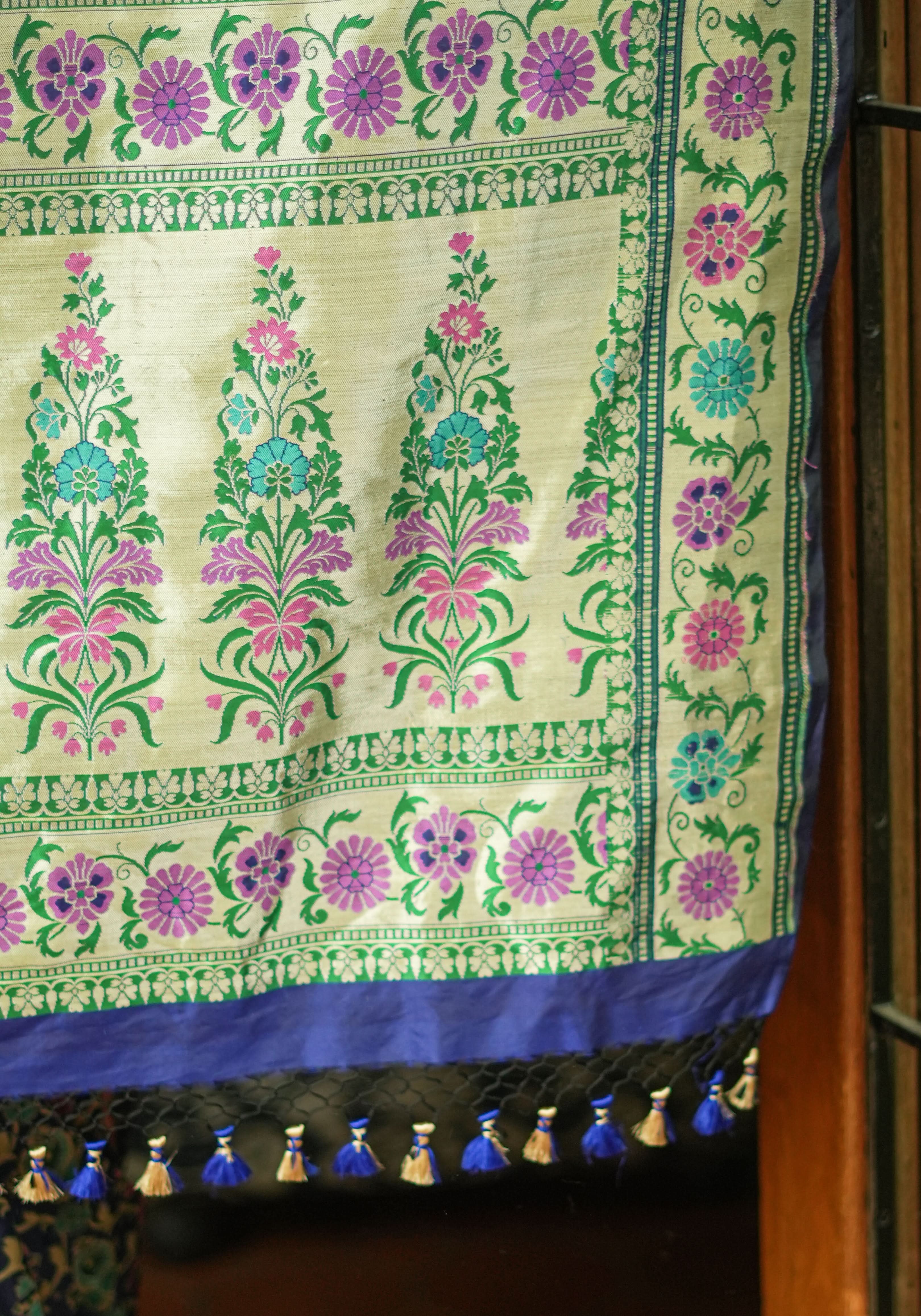 Exquisite Banarasi Patola Meenakari Katan Silk Saree in Blue with Intricate Pallu | SILK MARK CERTIFIED | Shobitam