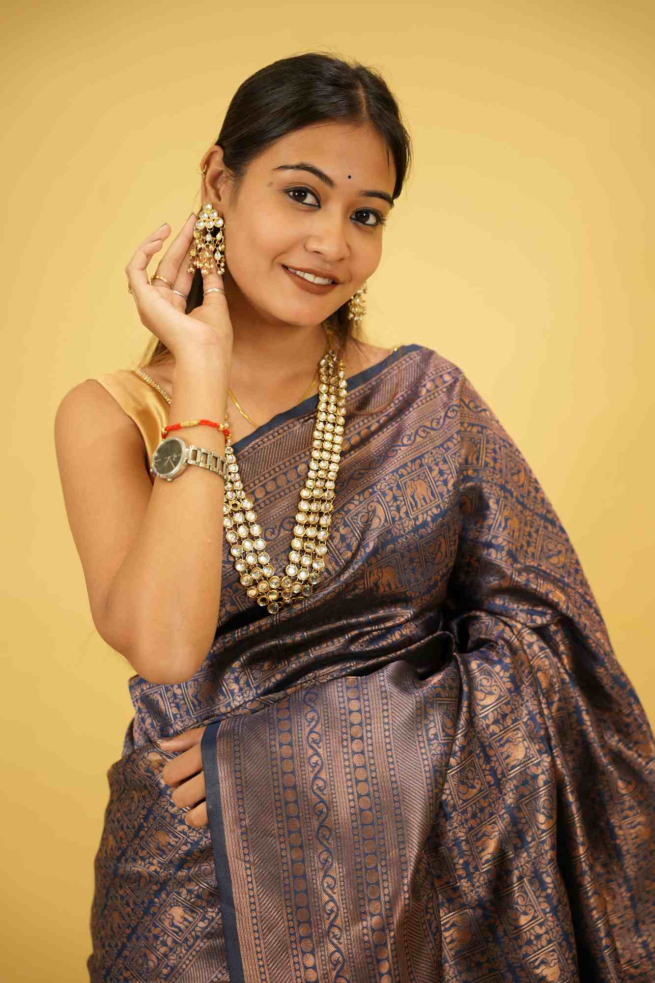 Soft Lichi Silk with Woven Zari Design Ready To Wear Saree