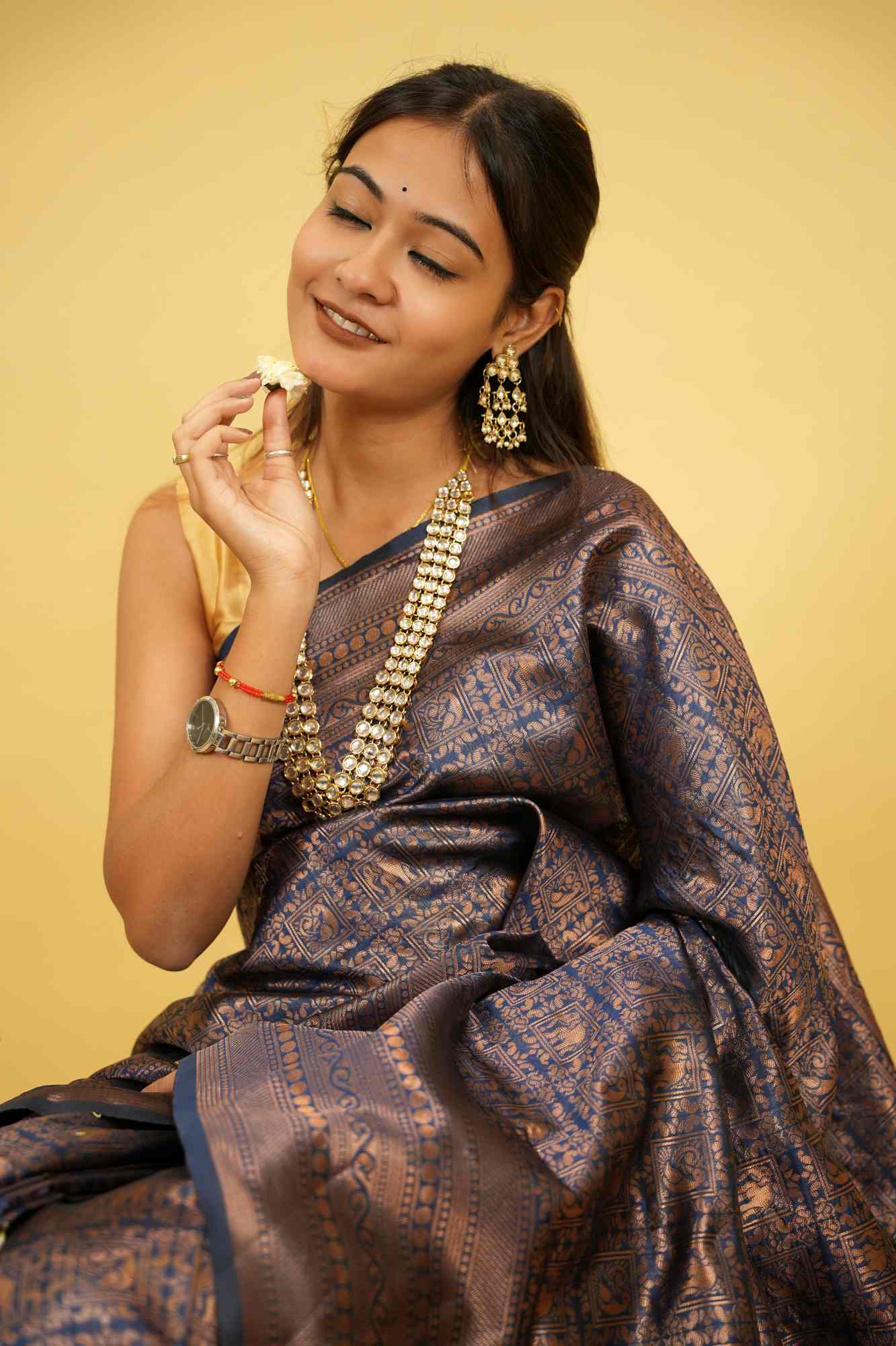 Soft Lichi Silk with Woven Zari Design Ready To Wear Saree