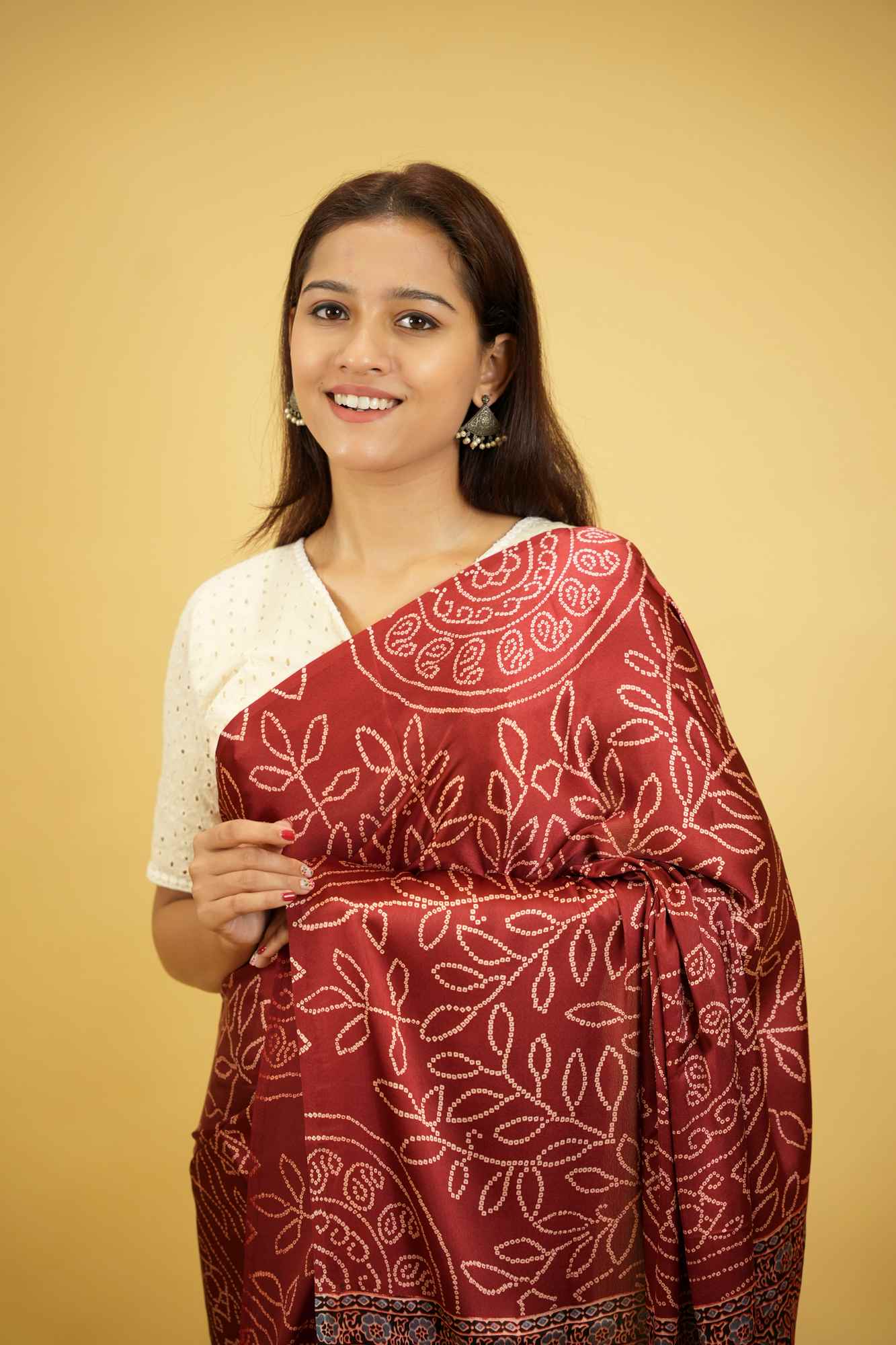 Soft Gajji Crepe with Ajrakh Detailing Ready To Wear Saree