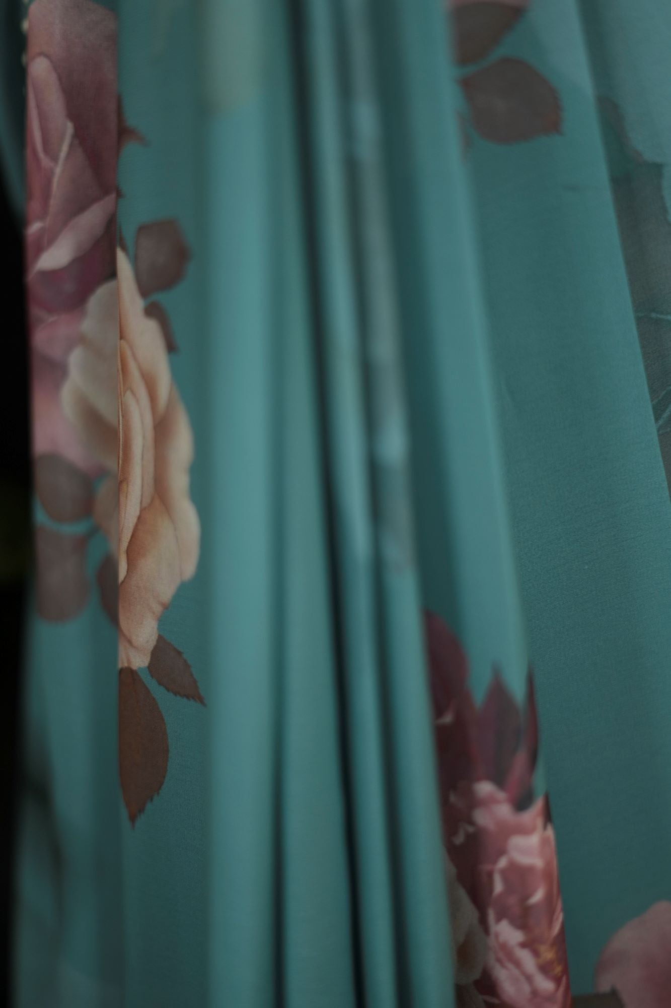 Green Georgette Floral Printed with Pearl Lace Border