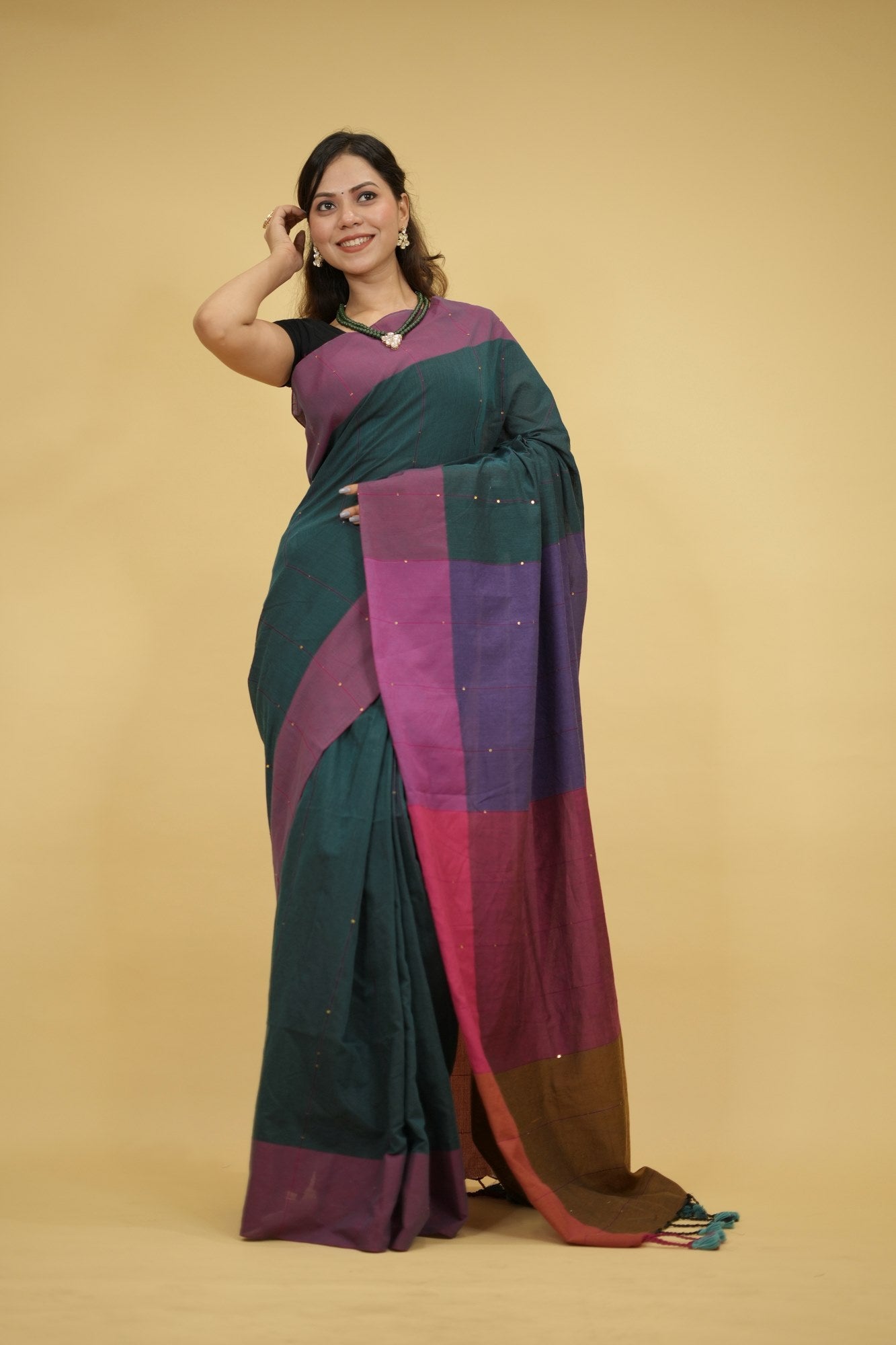 Regal Khadi Elegance with Sequin Grace & Sequinned Pallu Ready To Wear Saree