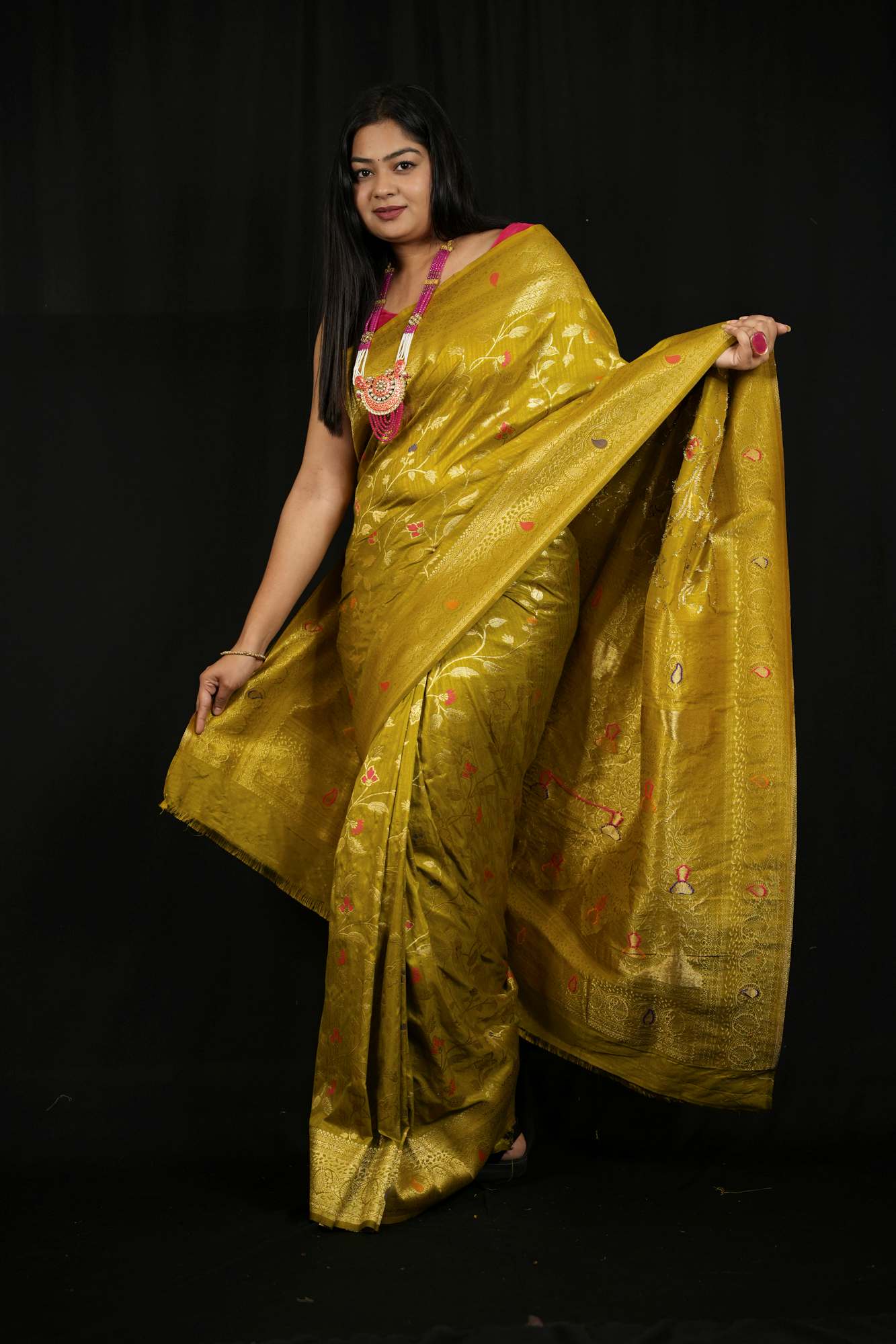 Jaal Weave Khadi Silk Ready To Wear Saree