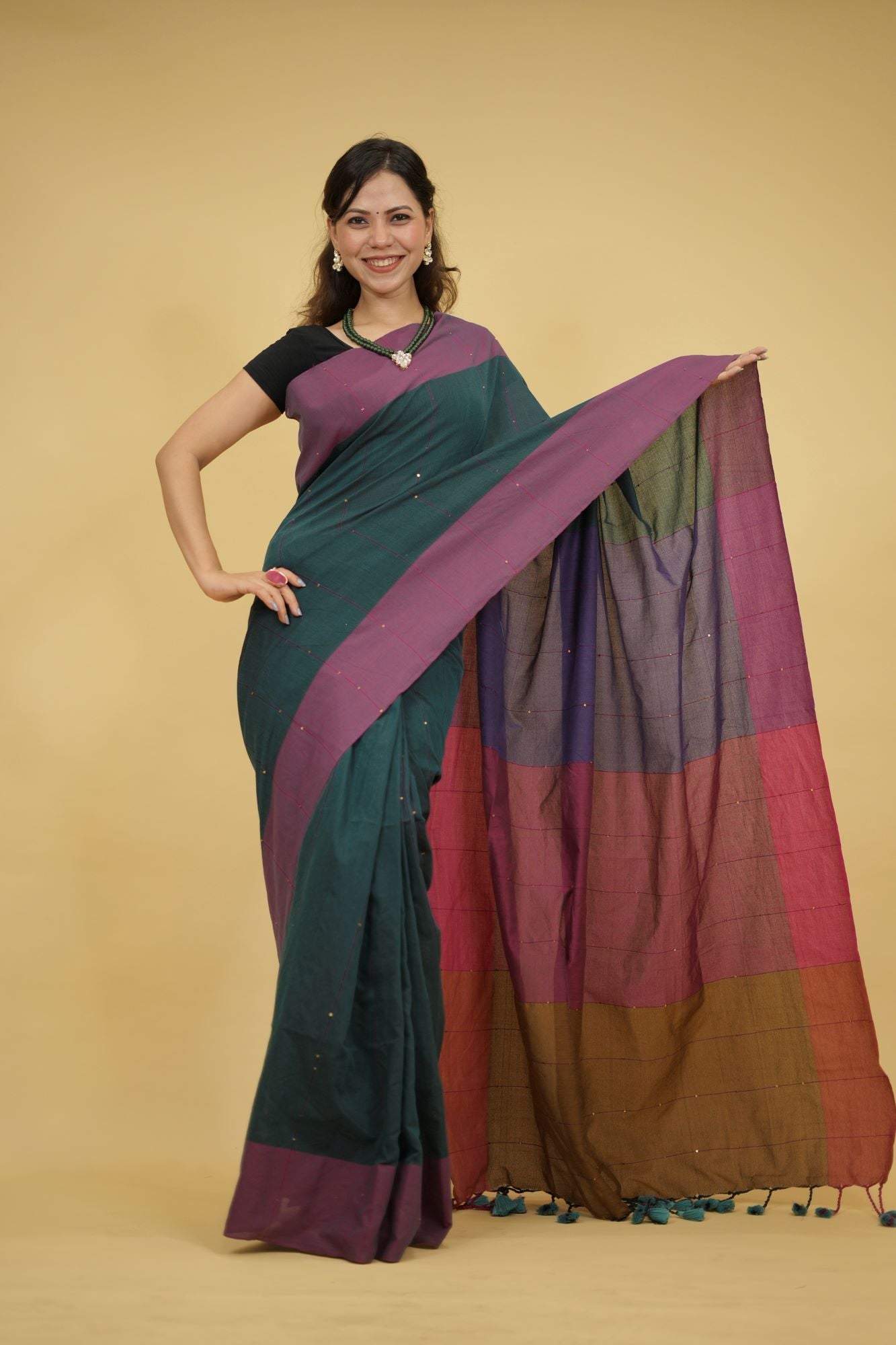 Regal Khadi Elegance with Sequin Grace & Sequinned Pallu Ready To Wear Saree