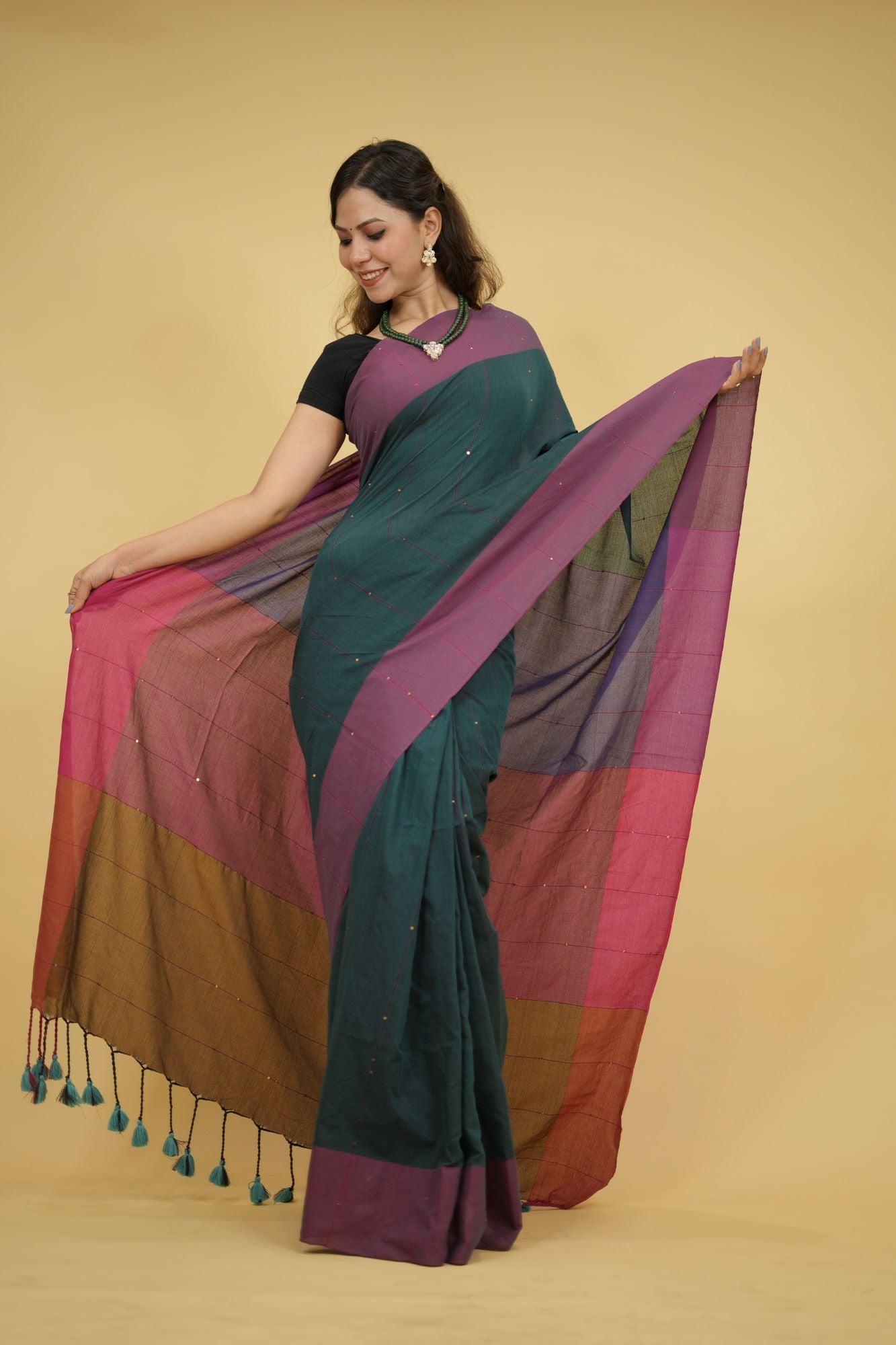 Regal Khadi Elegance with Sequin Grace & Sequinned Pallu Ready To Wear Saree