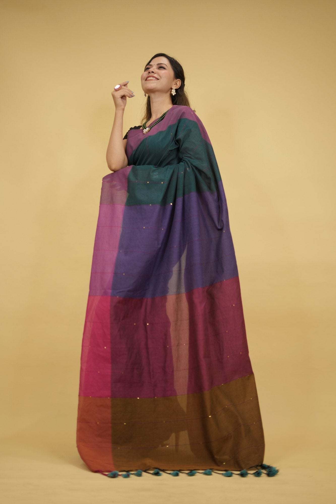 Regal Khadi Elegance with Sequin Grace & Sequinned Pallu Ready To Wear Saree