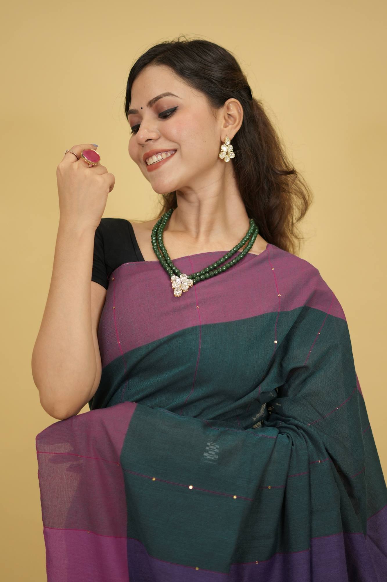 Regal Khadi Elegance with Sequin Grace & Sequinned Pallu Ready To Wear Saree