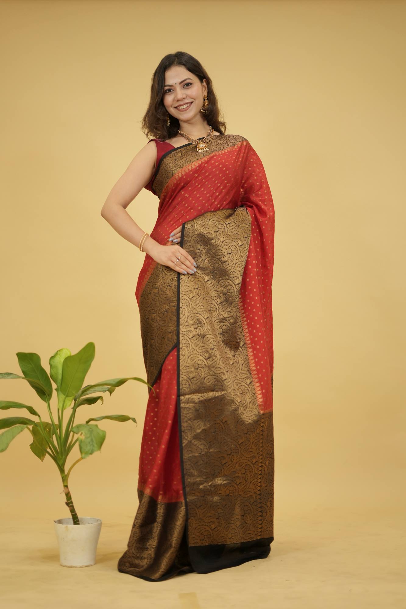 Banarasi with rich contrast woven pallu Ready to Wear saree