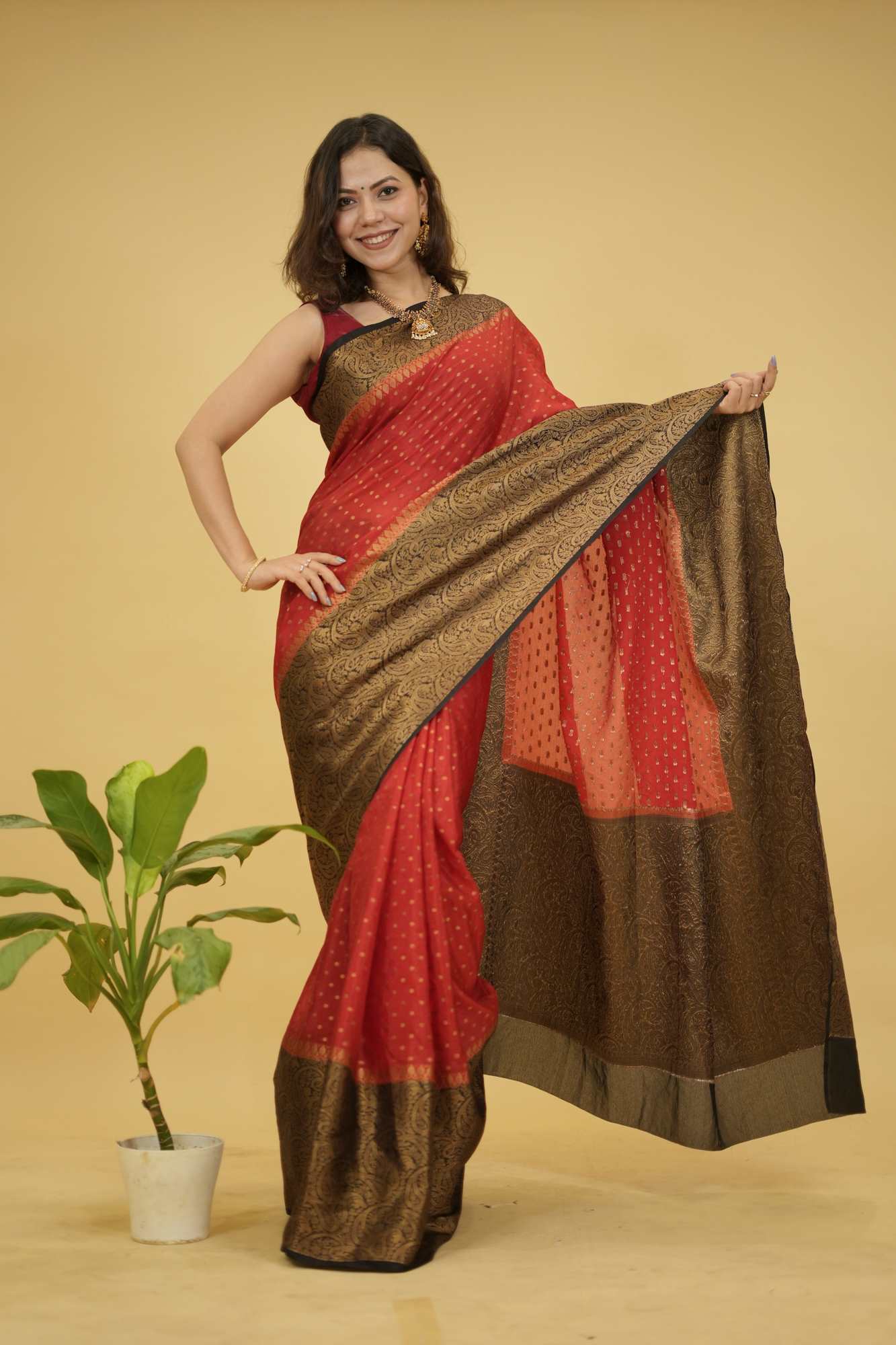 Banarasi with rich contrast woven pallu Ready to Wear saree