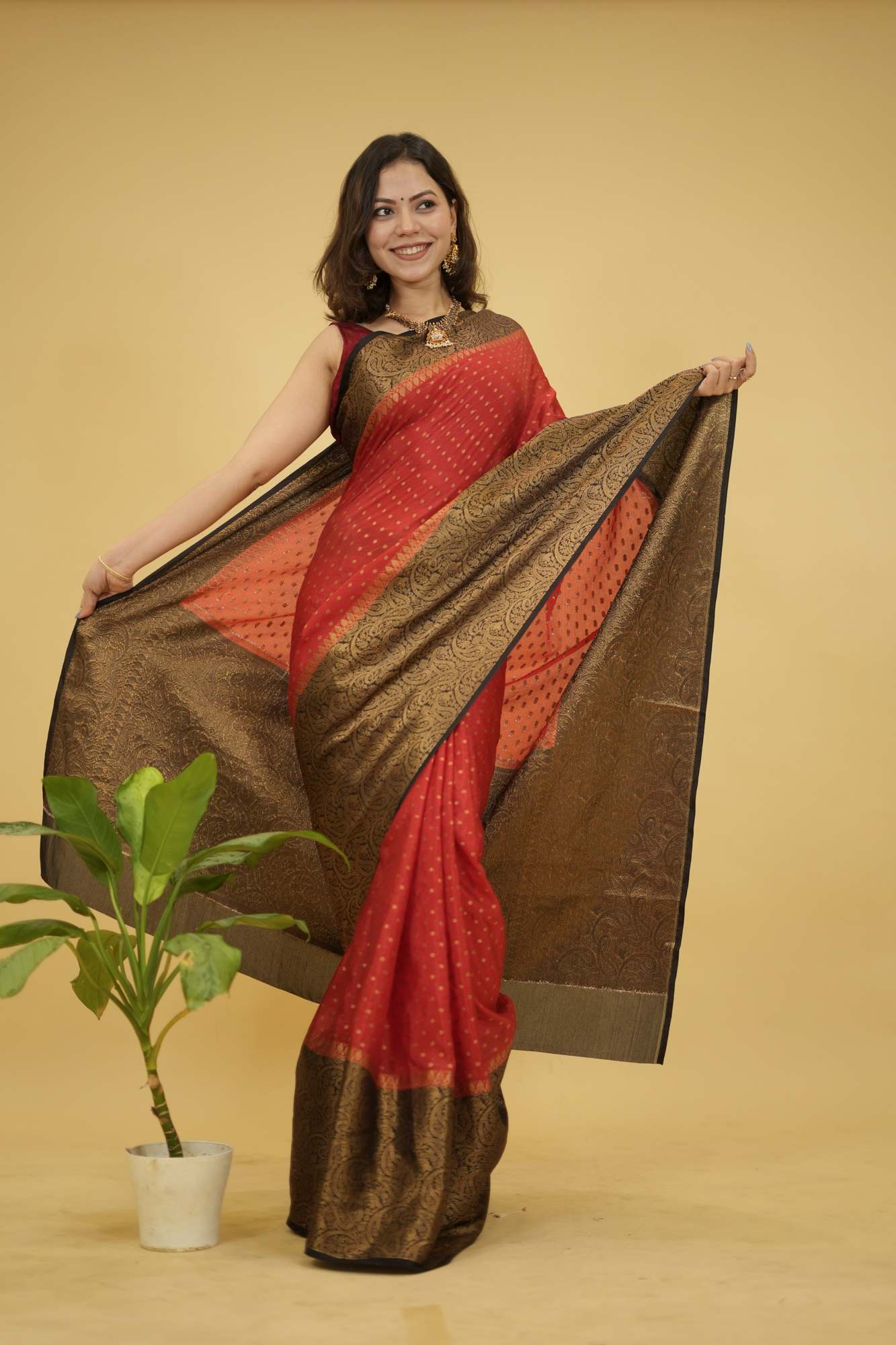 Banarasi with rich contrast woven pallu Ready to Wear saree