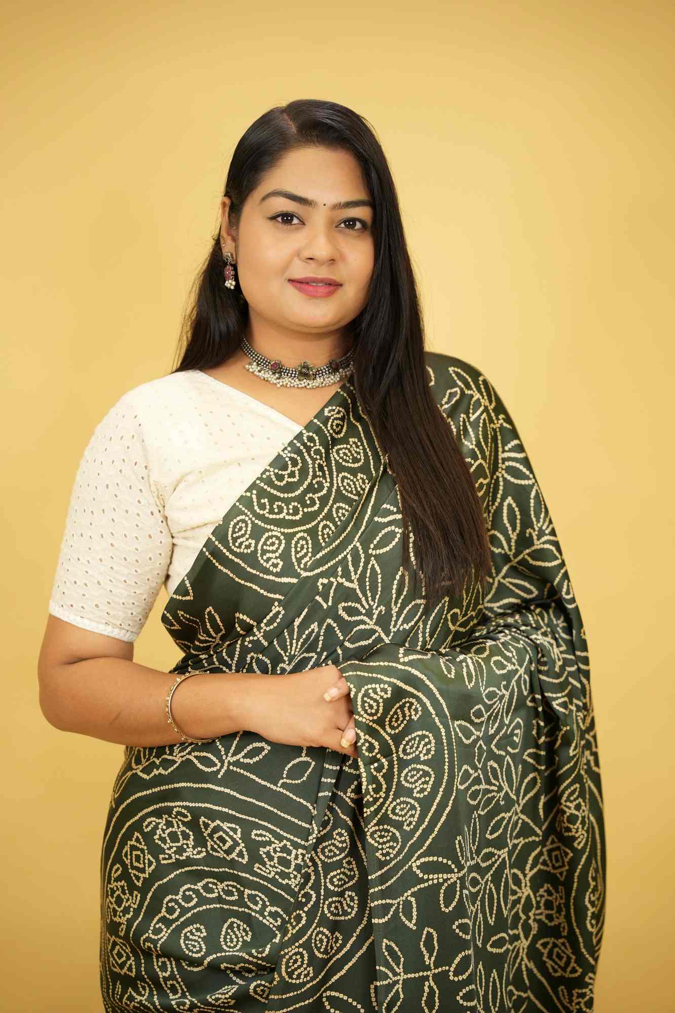 Soft Gajji with Intricate Patterns Ajrakh Detailing Ready To Wear Saree