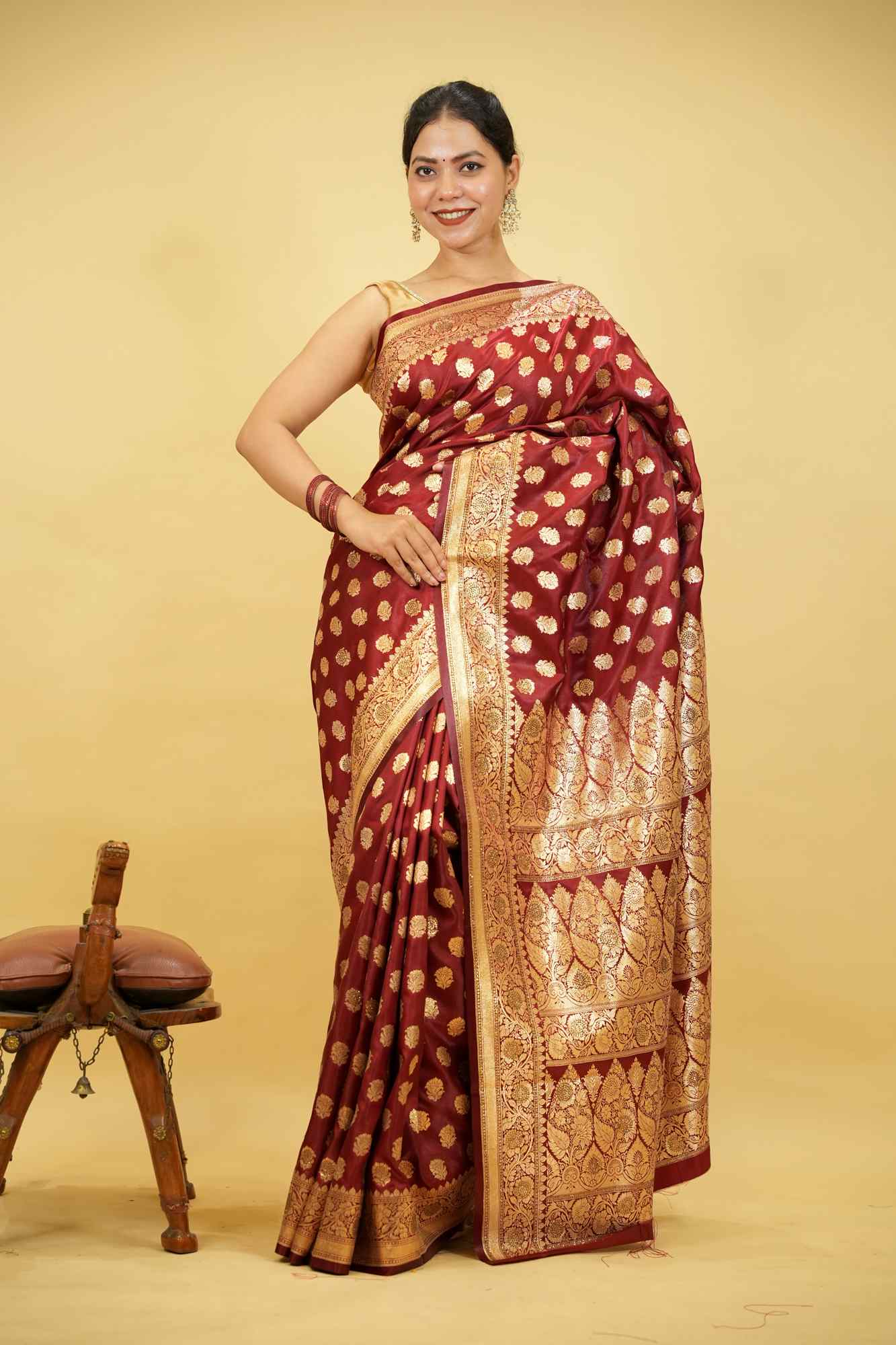 Banarasi with Intricate Zari Weaving and Floral Butta Ready To Wear saree