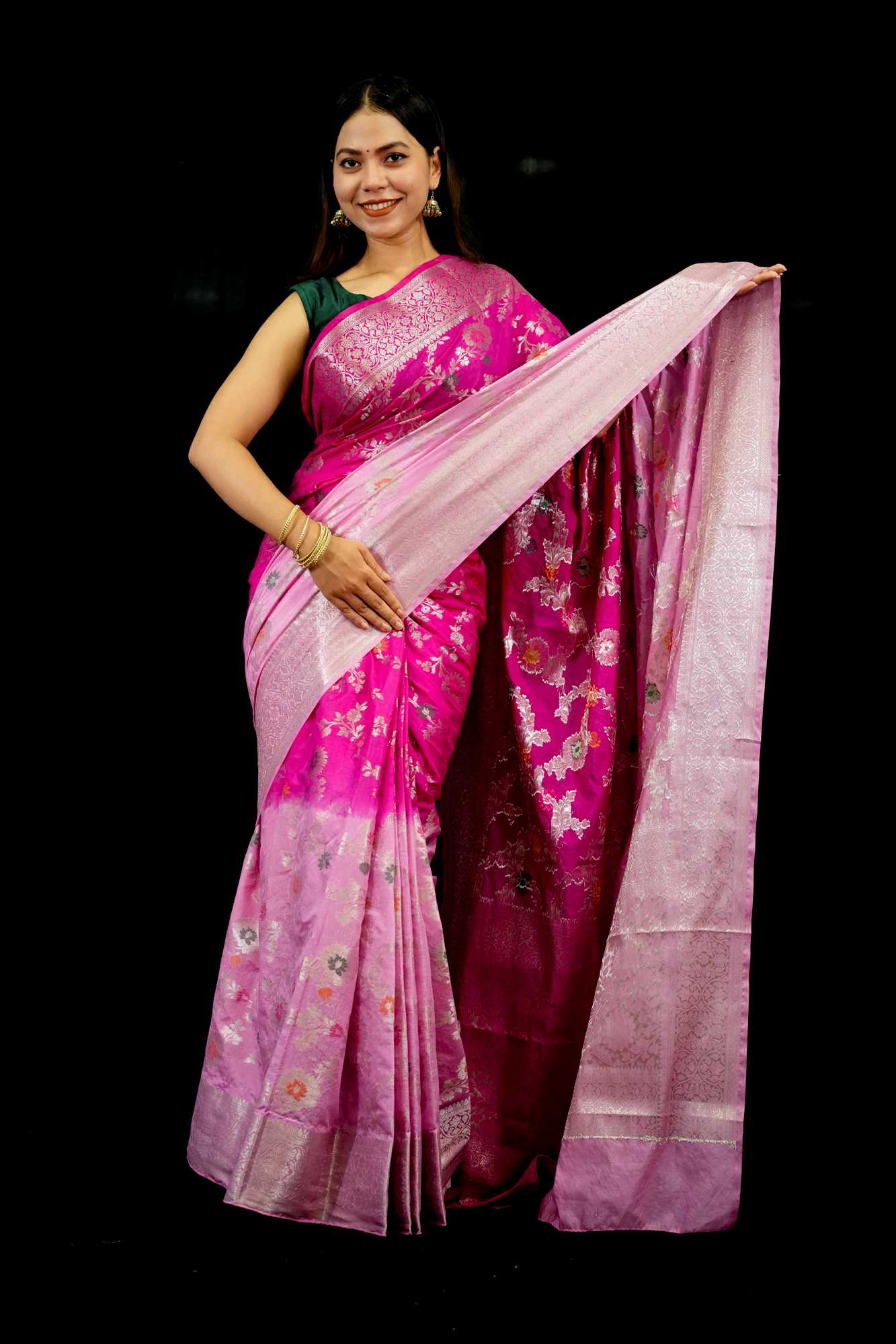 Soft Georgette Silk with Mina Jaal Weave and Zari Border Ready To Wear Saree