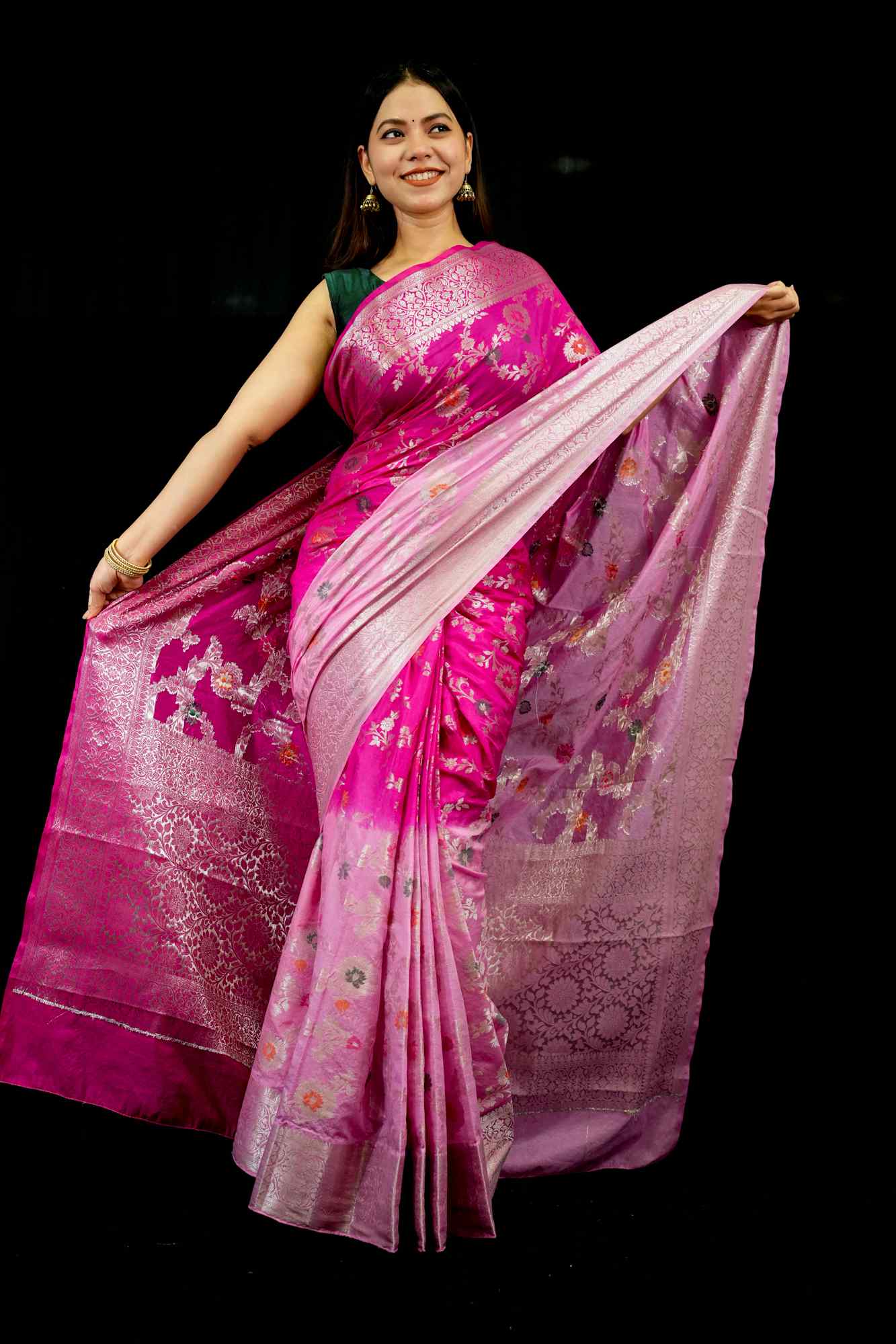 Soft Georgette Silk with Mina Jaal Weave and Zari Border Ready To Wear Saree