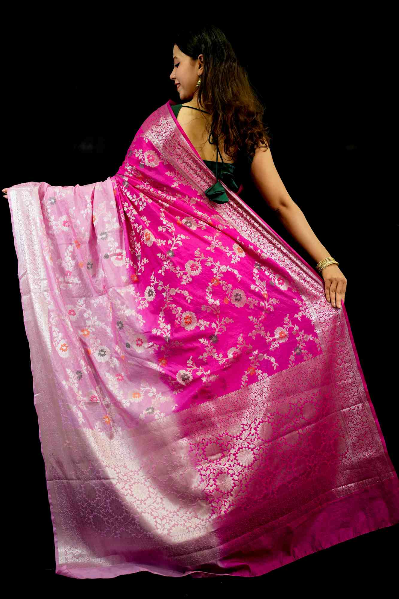 Soft Georgette Silk with Mina Jaal Weave and Zari Border Ready To Wear Saree