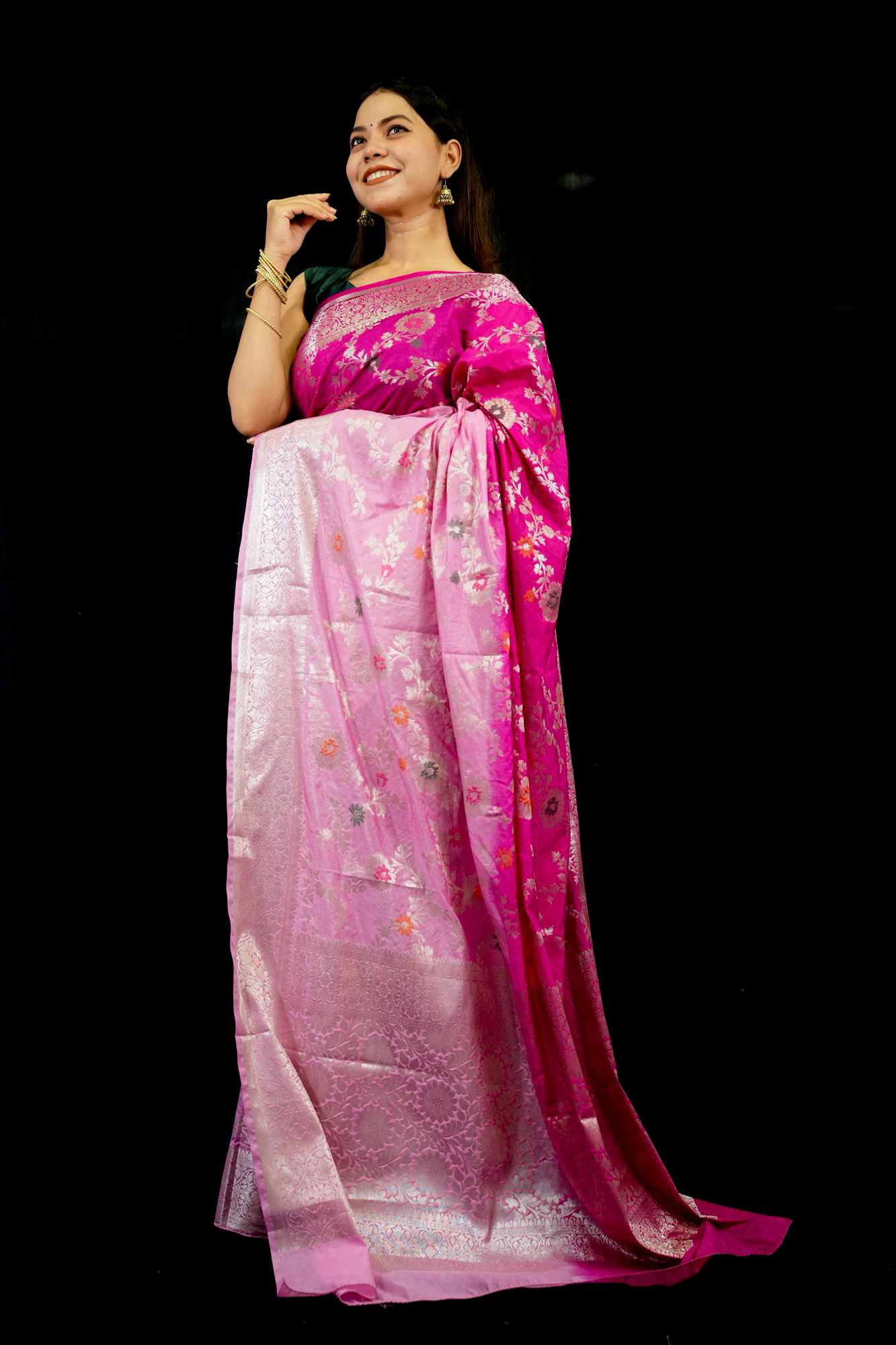 Soft Georgette Silk with Mina Jaal Weave and Zari Border Ready To Wear Saree