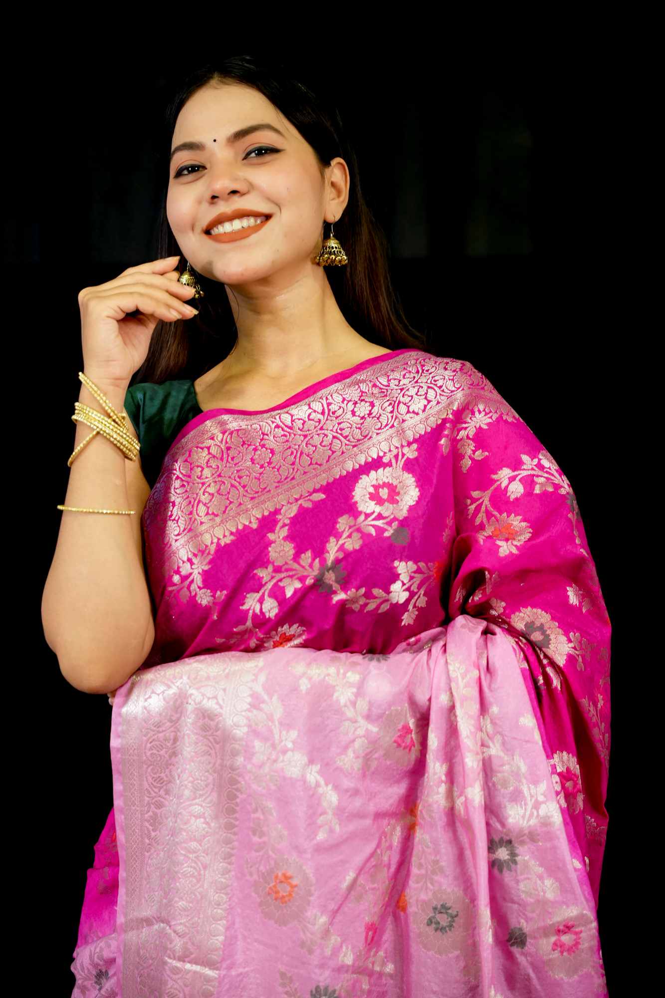 Soft Georgette Silk with Mina Jaal Weave and Zari Border Ready To Wear Saree