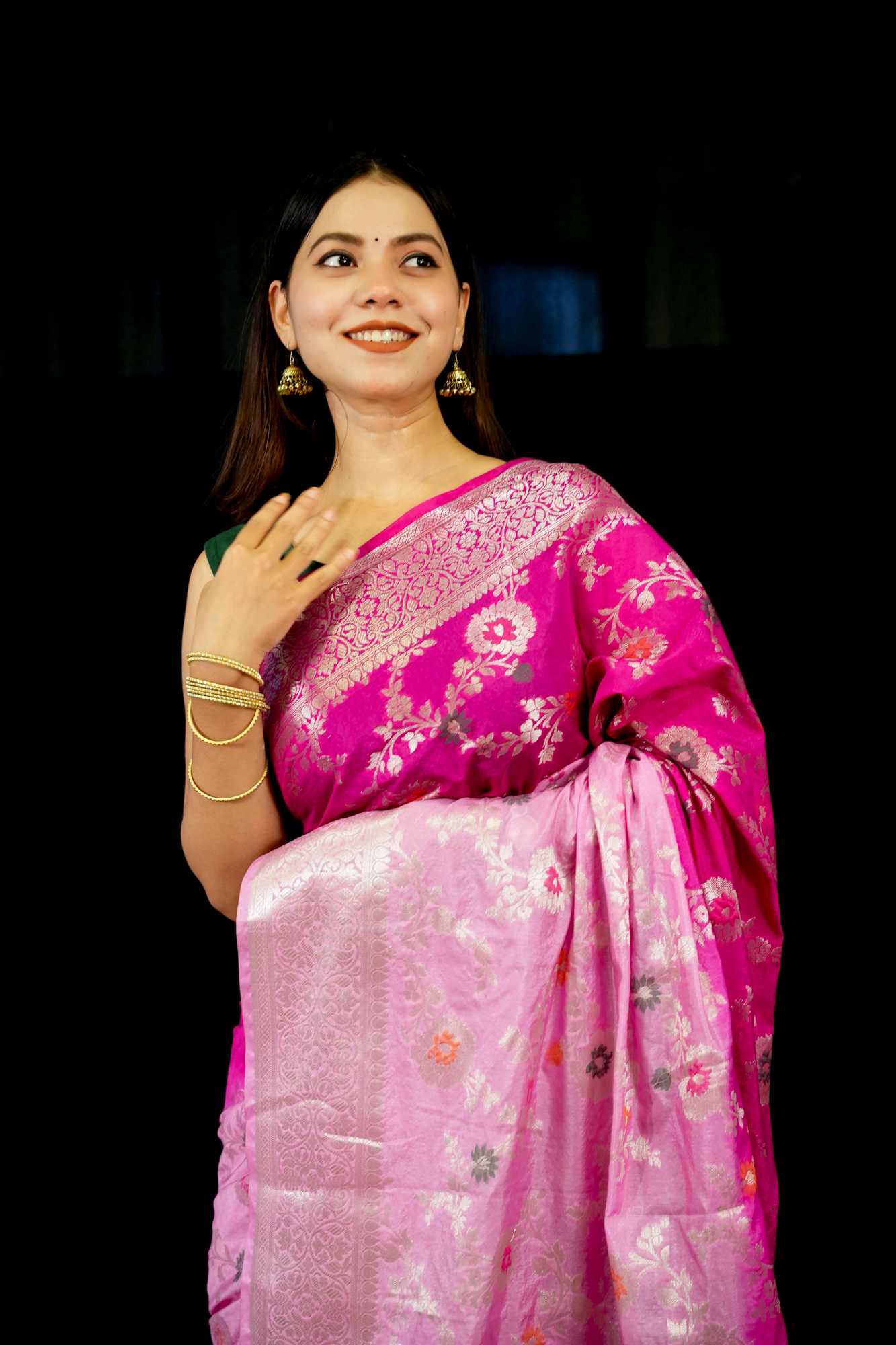 Soft Georgette Silk with Mina Jaal Weave and Zari Border Ready To Wear Saree