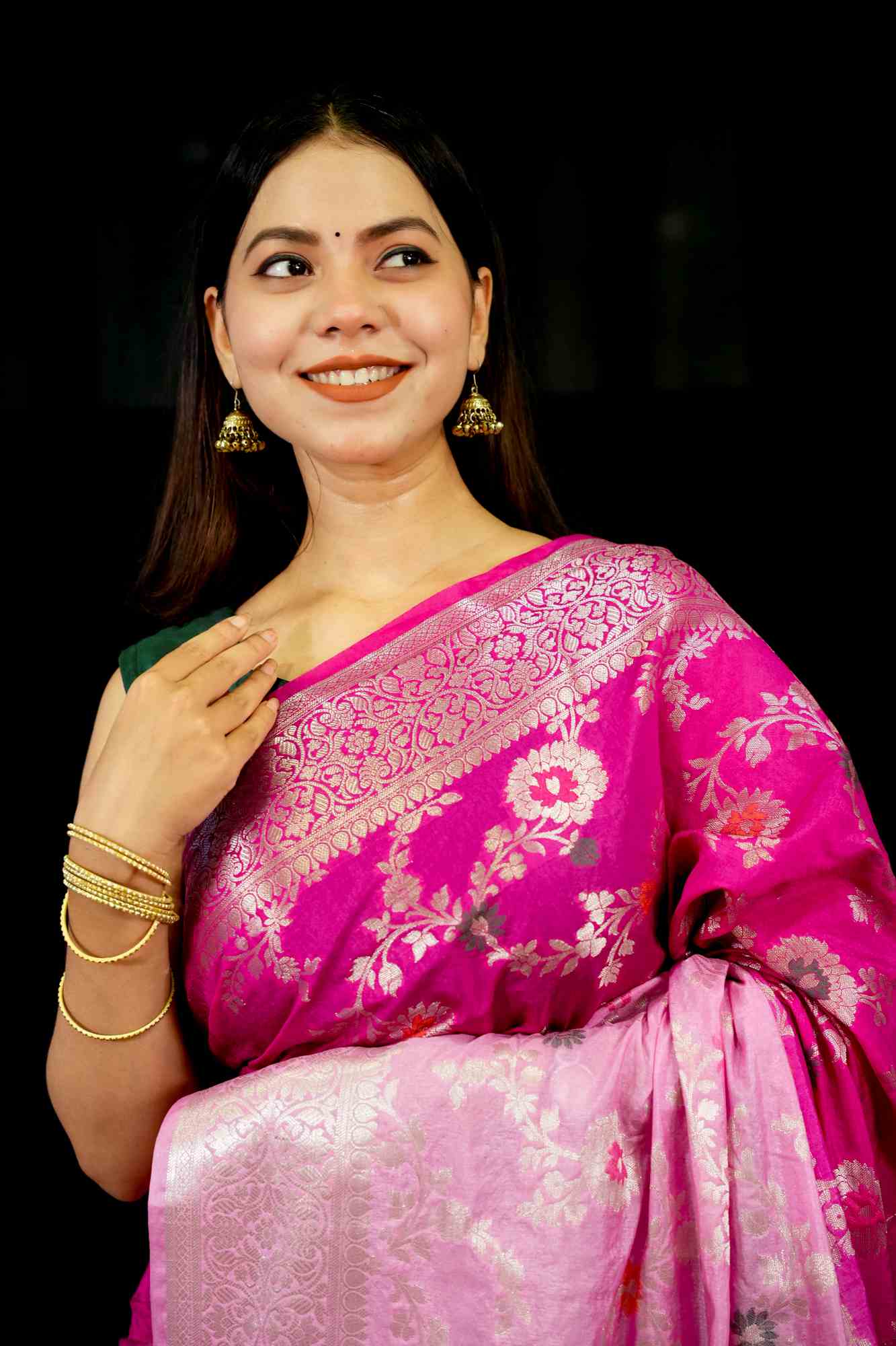 Soft Georgette Silk with Mina Jaal Weave and Zari Border Ready To Wear Saree