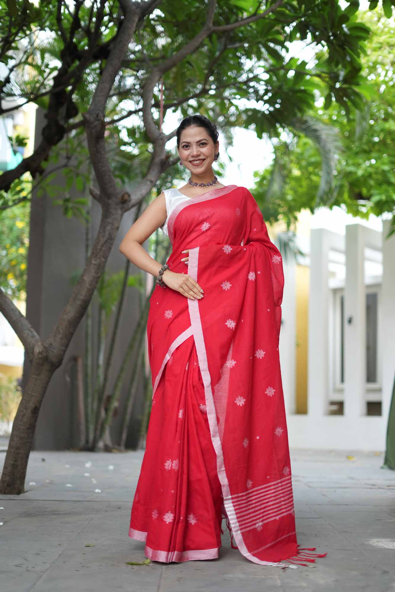 Traditional Jamdani Weaving Premium Cotton Ready to Wear Saree