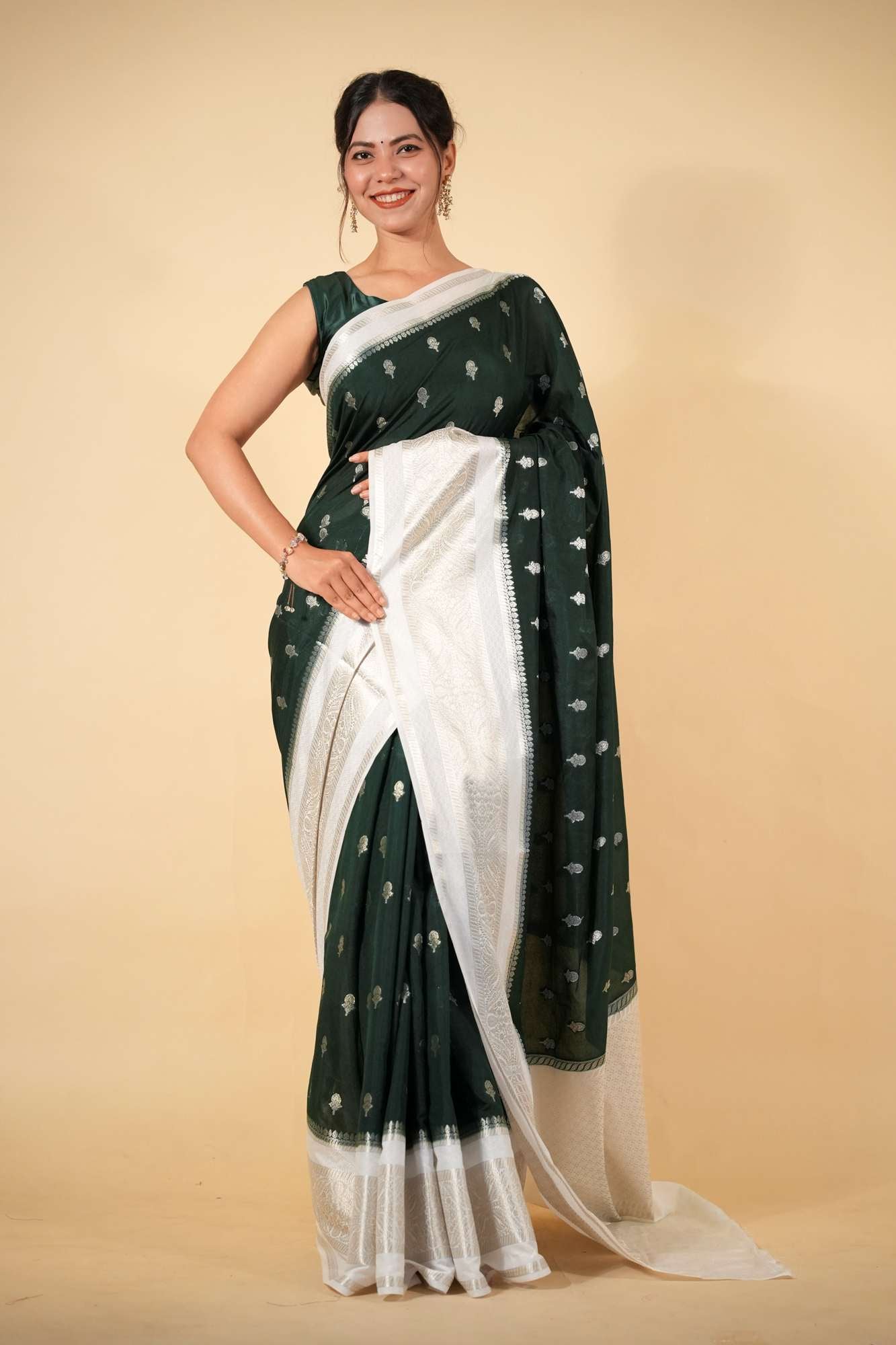 Pure Chettinad Soft Cotton Silk silk with Ornate Zari Border Ready To Wear Saree