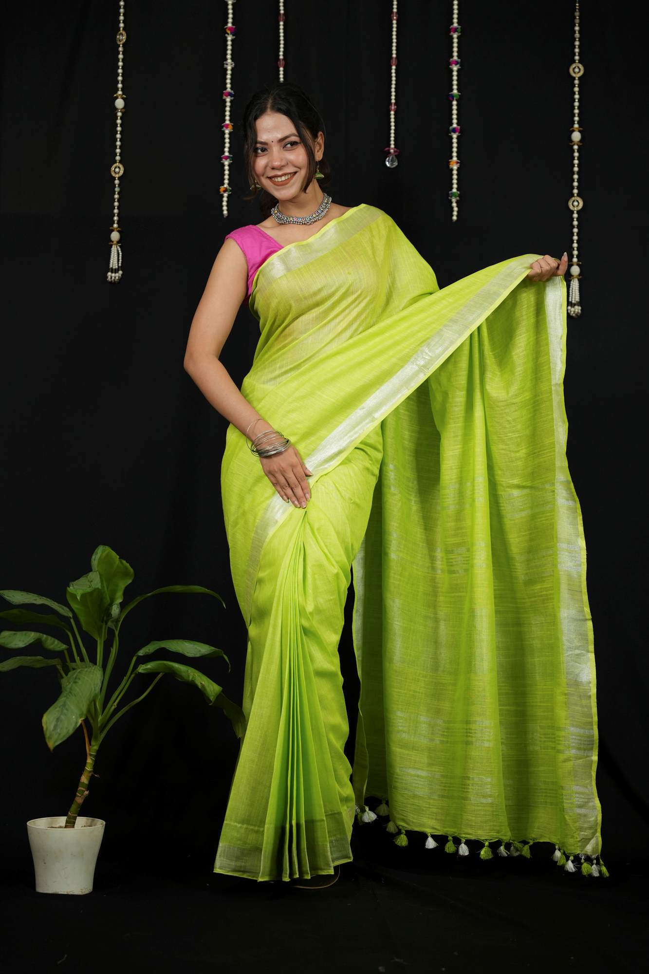 Linen Cotton with Traditional Hand Weaving Ready to Wear Saree