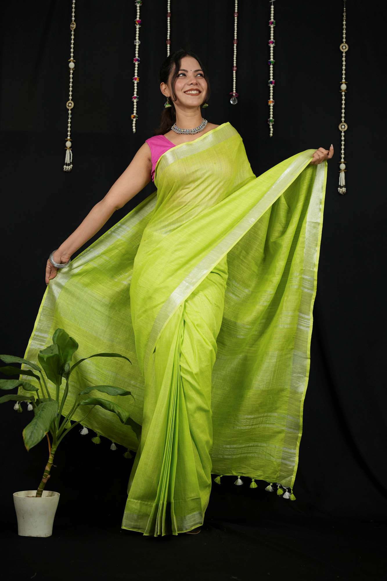 Linen Cotton with Traditional Hand Weaving Ready to Wear Saree