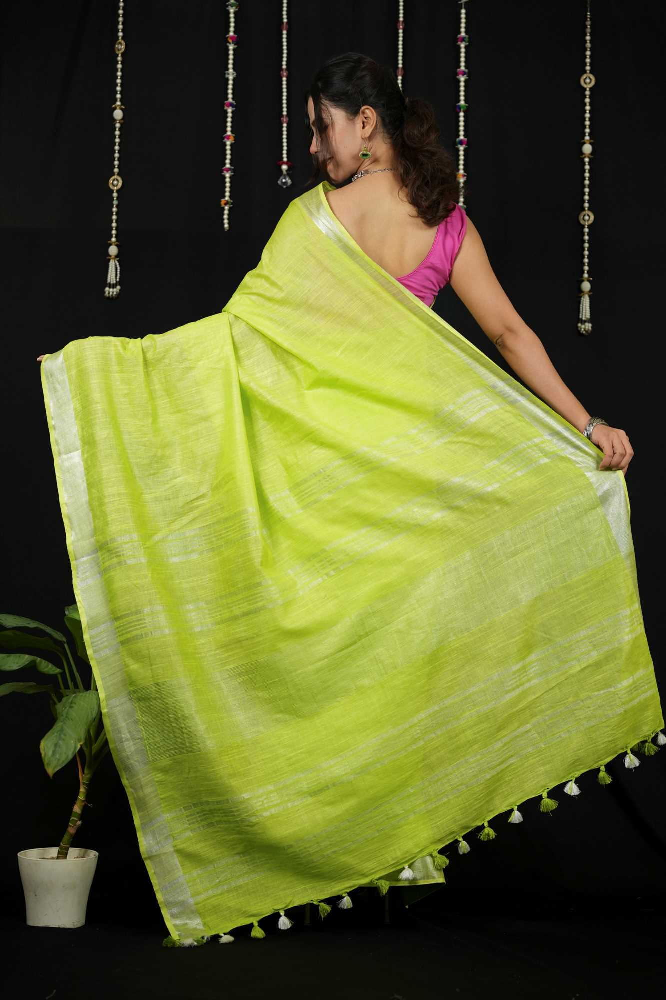Linen Cotton with Traditional Hand Weaving Ready to Wear Saree