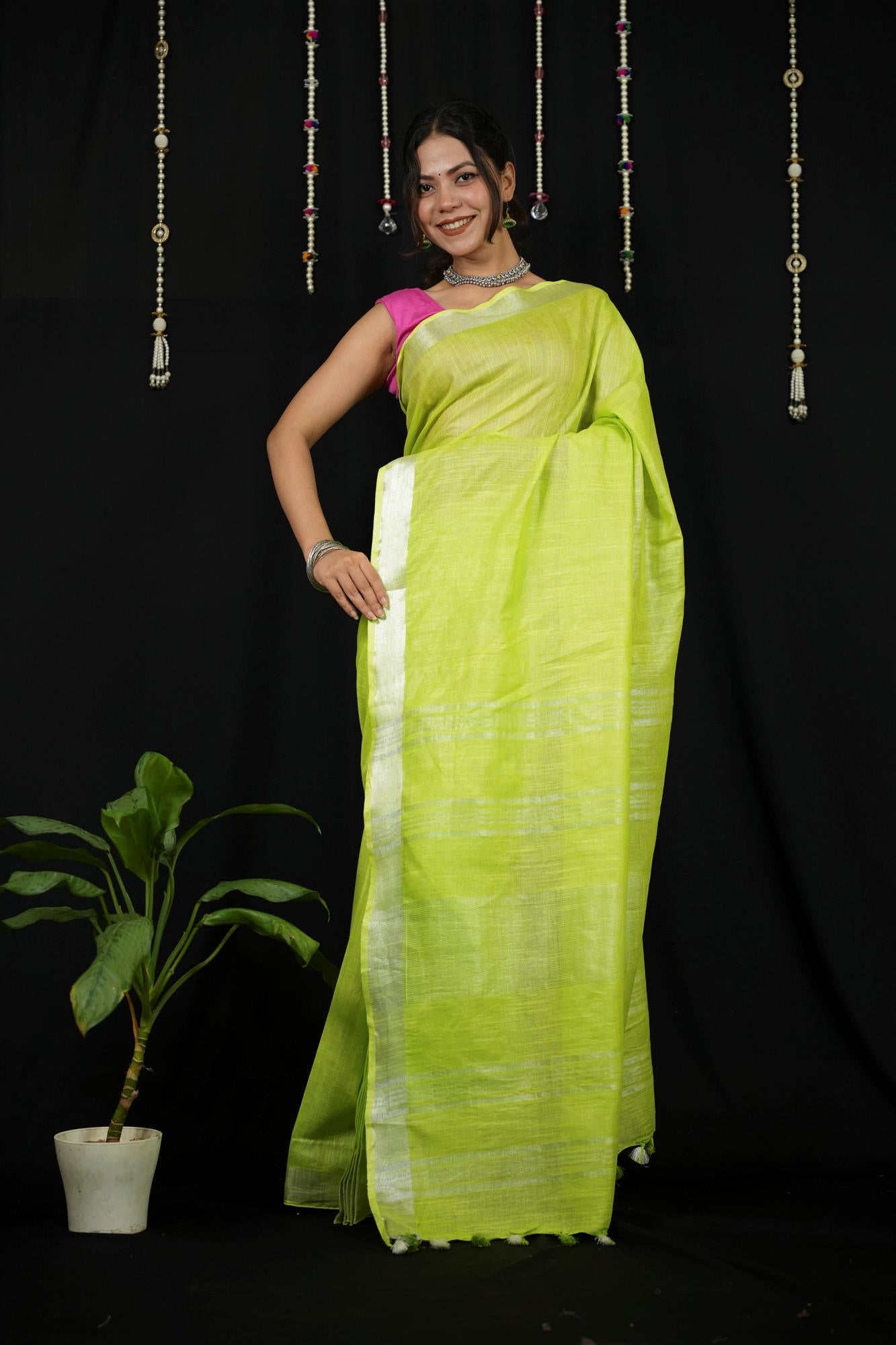 Linen Cotton with Traditional Hand Weaving Ready to Wear Saree