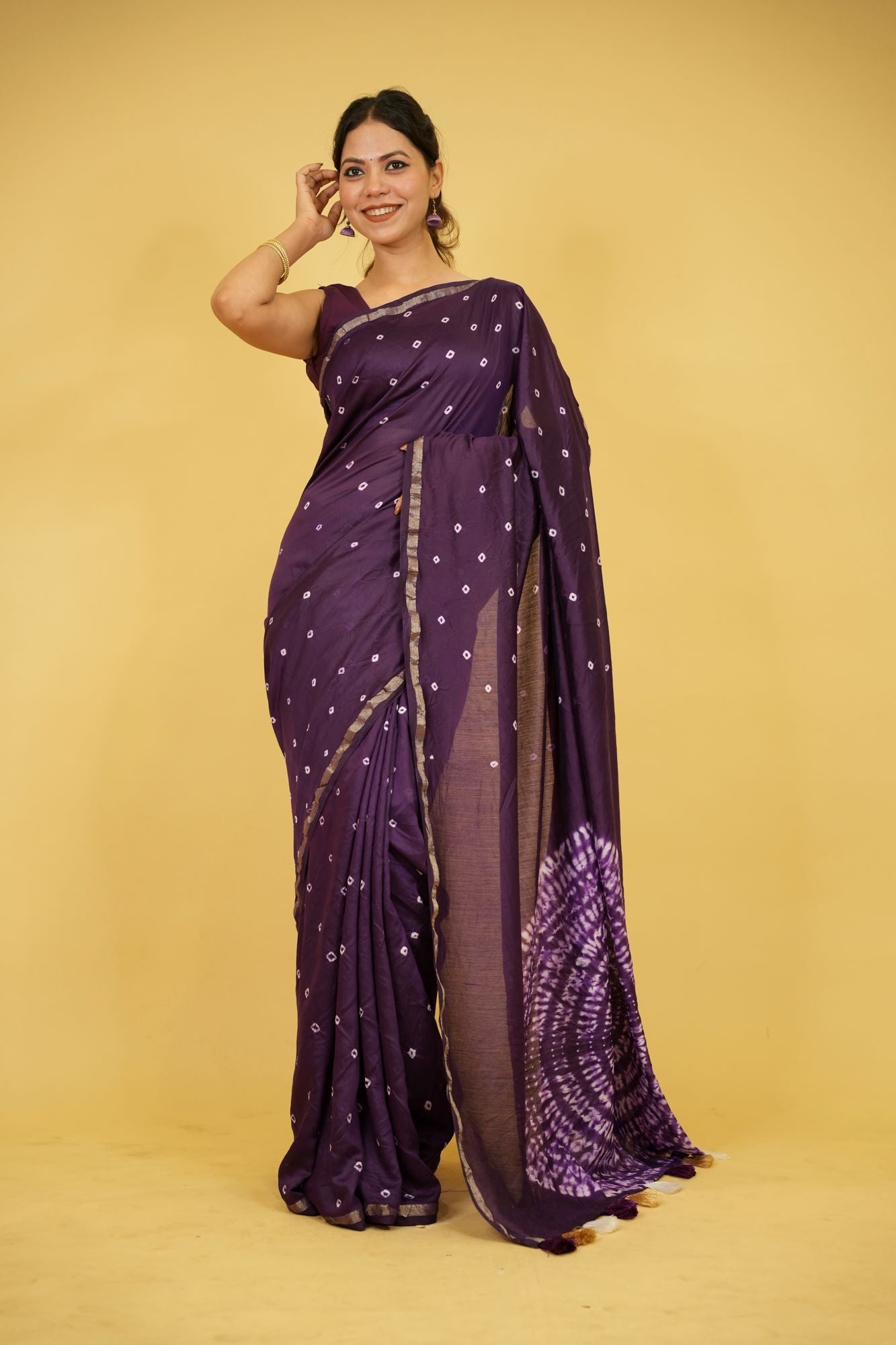 Chanderi Soft inspired Silk with Hand Shibori Print Ready to wear Saree