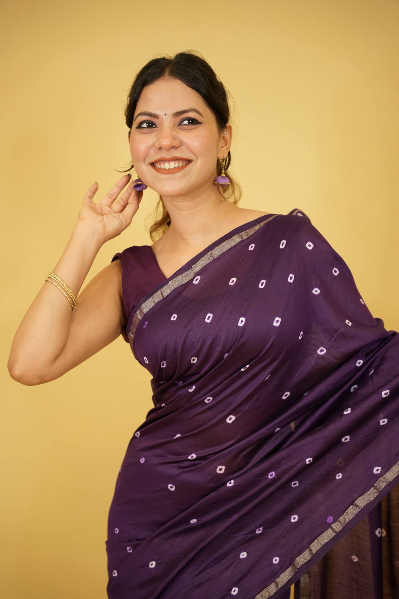 Chanderi Soft inspired Silk with Hand Shibori Print Ready to wear Saree