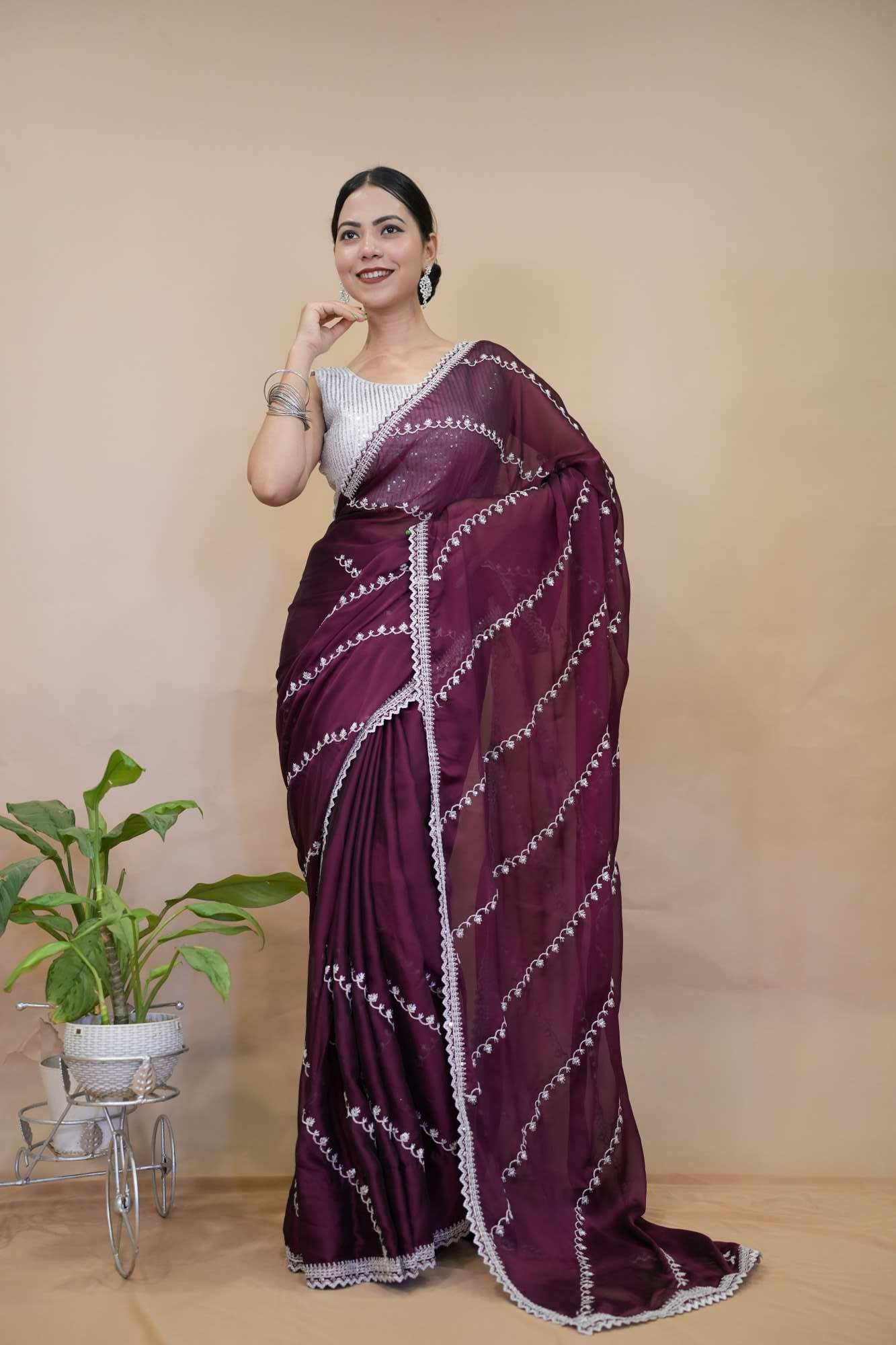 Ready to Wear One Minute Sarees Prestitched Sarees customised Plus Size
