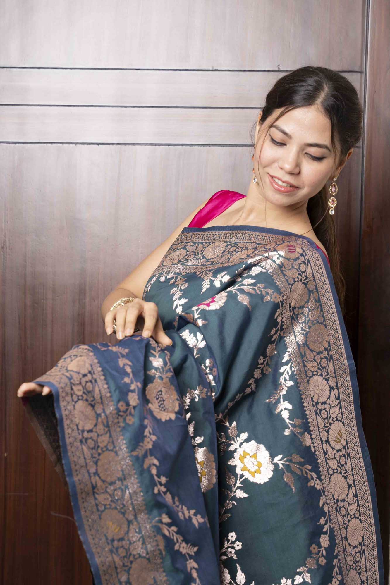Meenakari woven Banarasi ready to wear saree