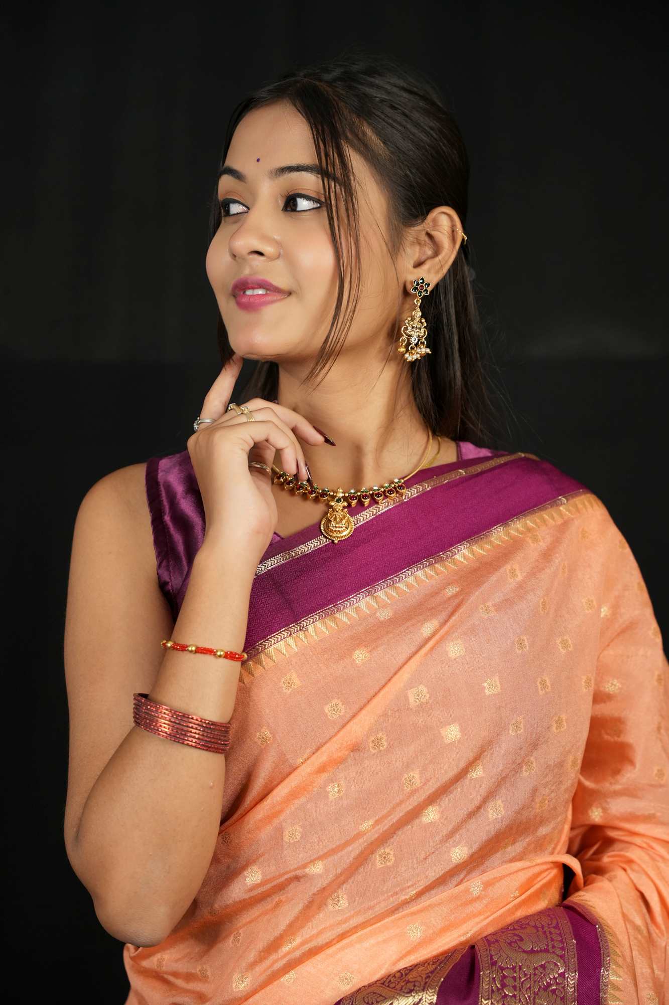 Kanchipuram prestitched saree with ornate woven border and pallu