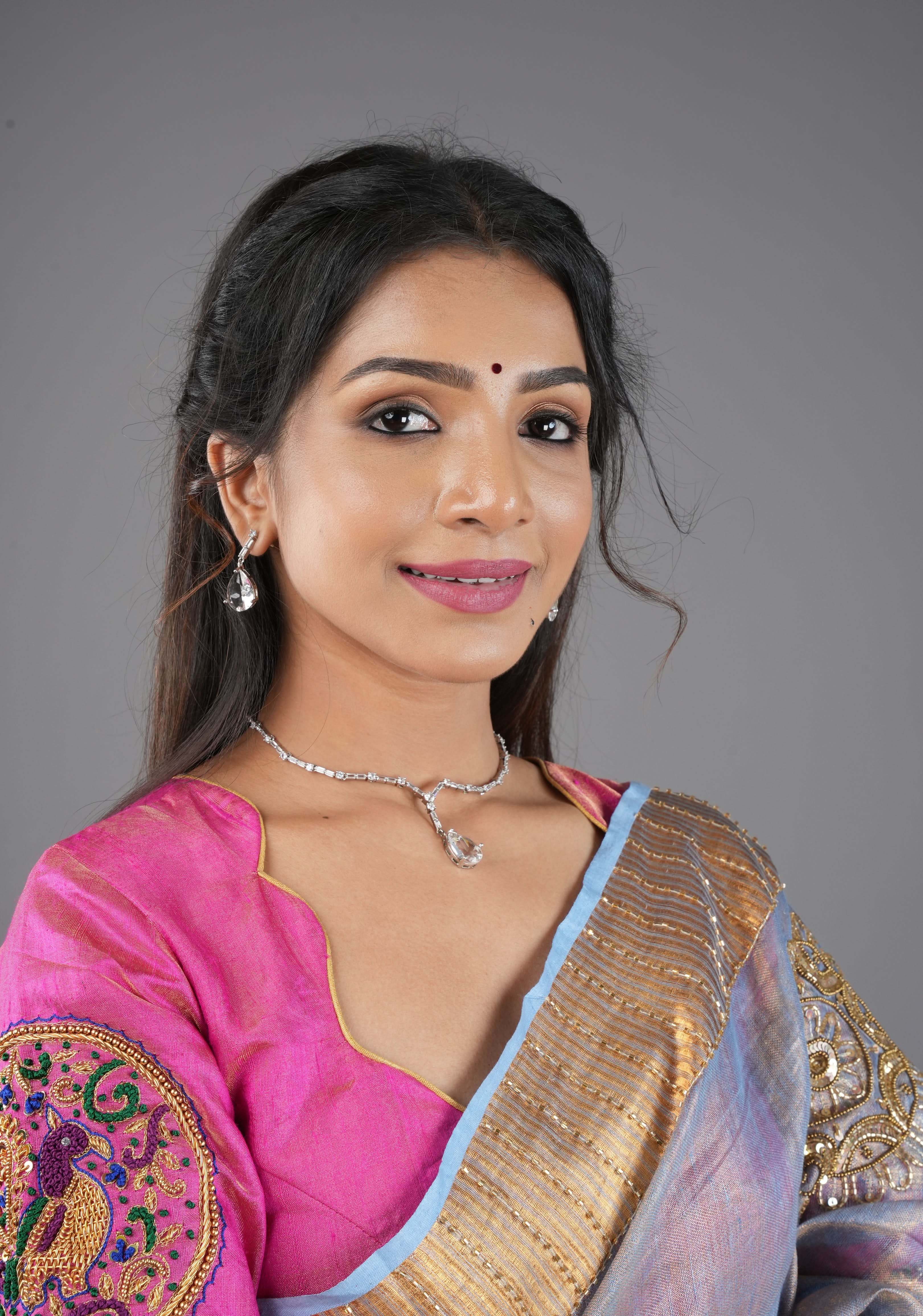 Celebrity-Inspired White CZ Stone Drop Necklace and Earring | Shobitam Jewelry