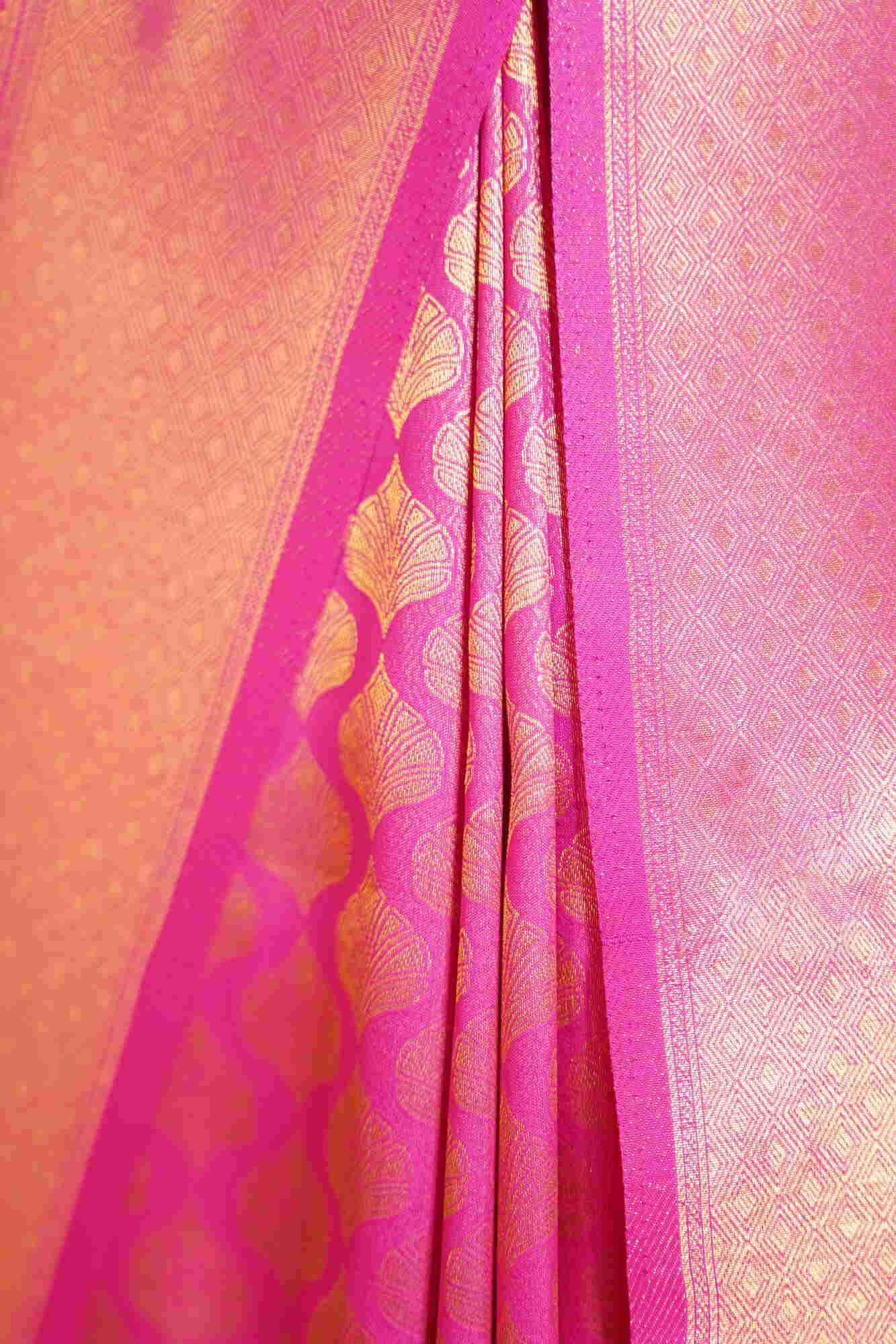 Ready to Wear Pink & Gold-Toned Woven Banarasi Saree Wrap in 1 minute saree With Readymade Blouse - Isadora Life Online Shopping Store