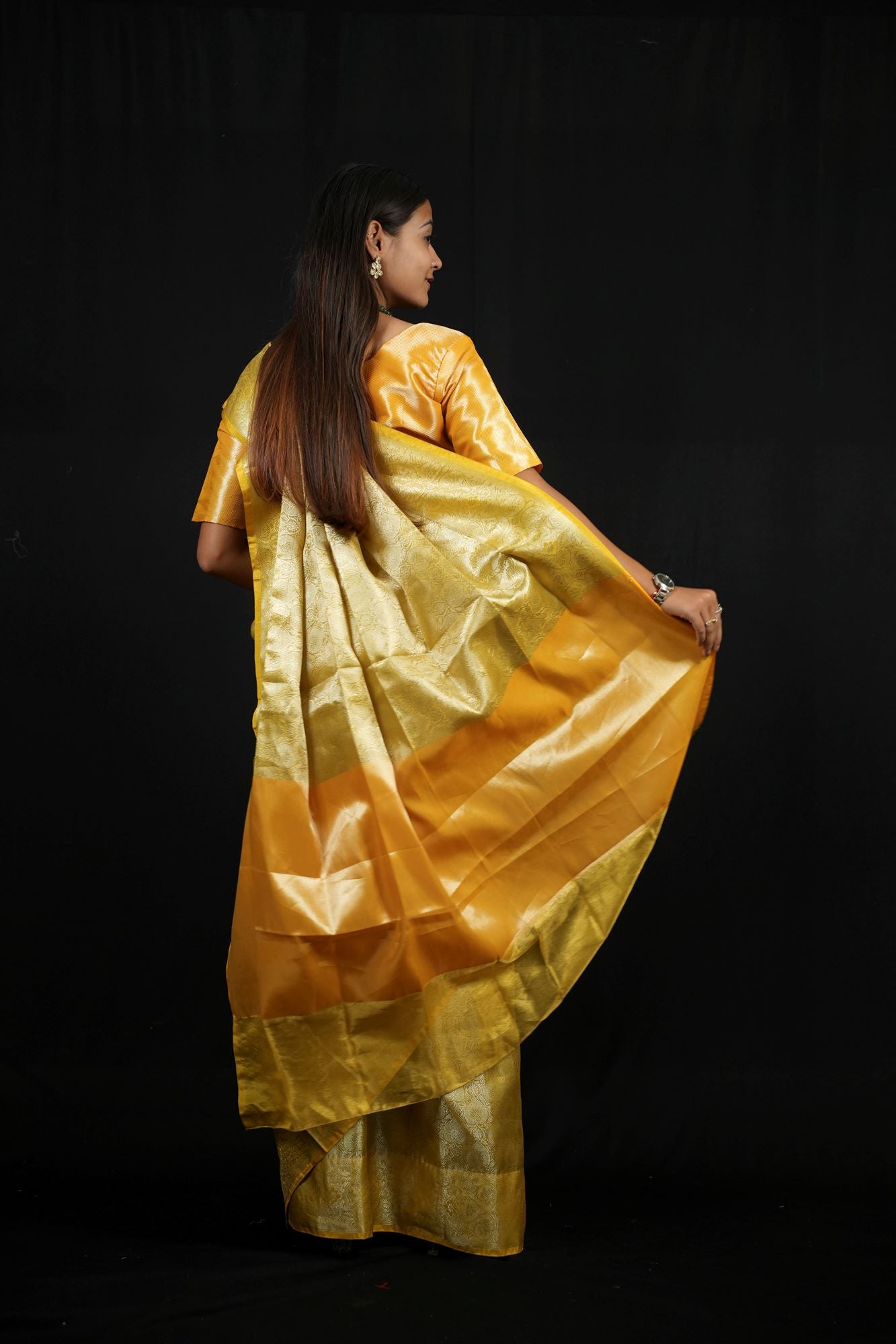 Banarasi Tanchoi ready to wear saree with Ornate pallu