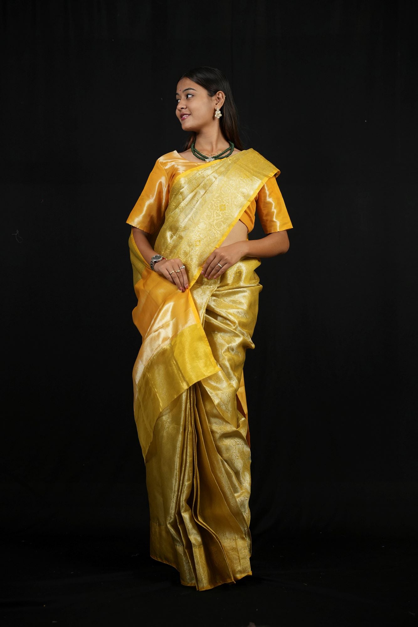 Banarasi Tanchoi ready to wear saree with Ornate pallu