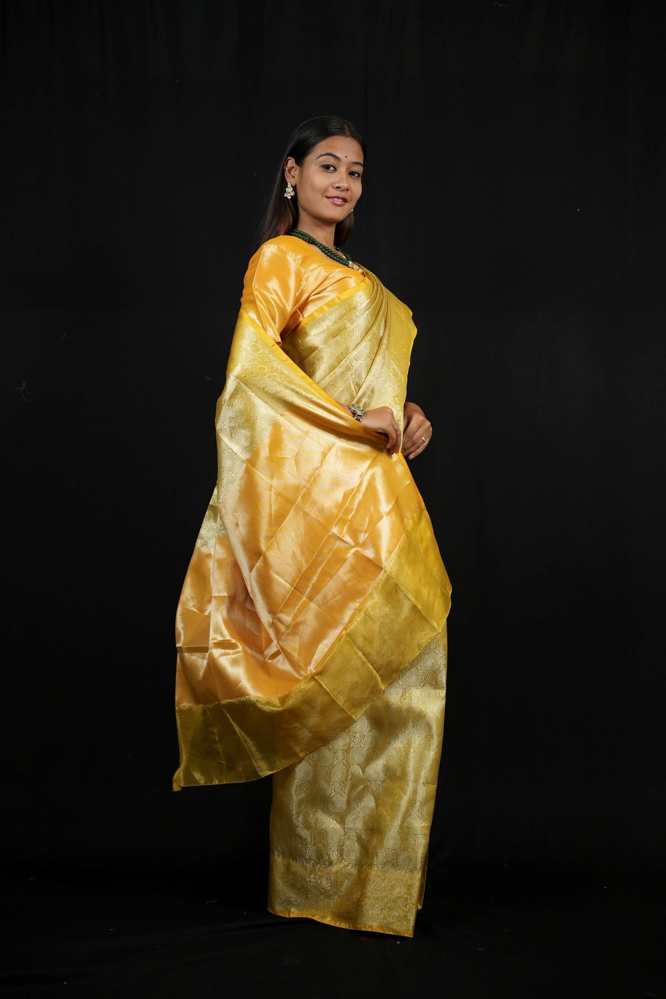 Banarasi Tanchoi ready to wear saree with Ornate pallu