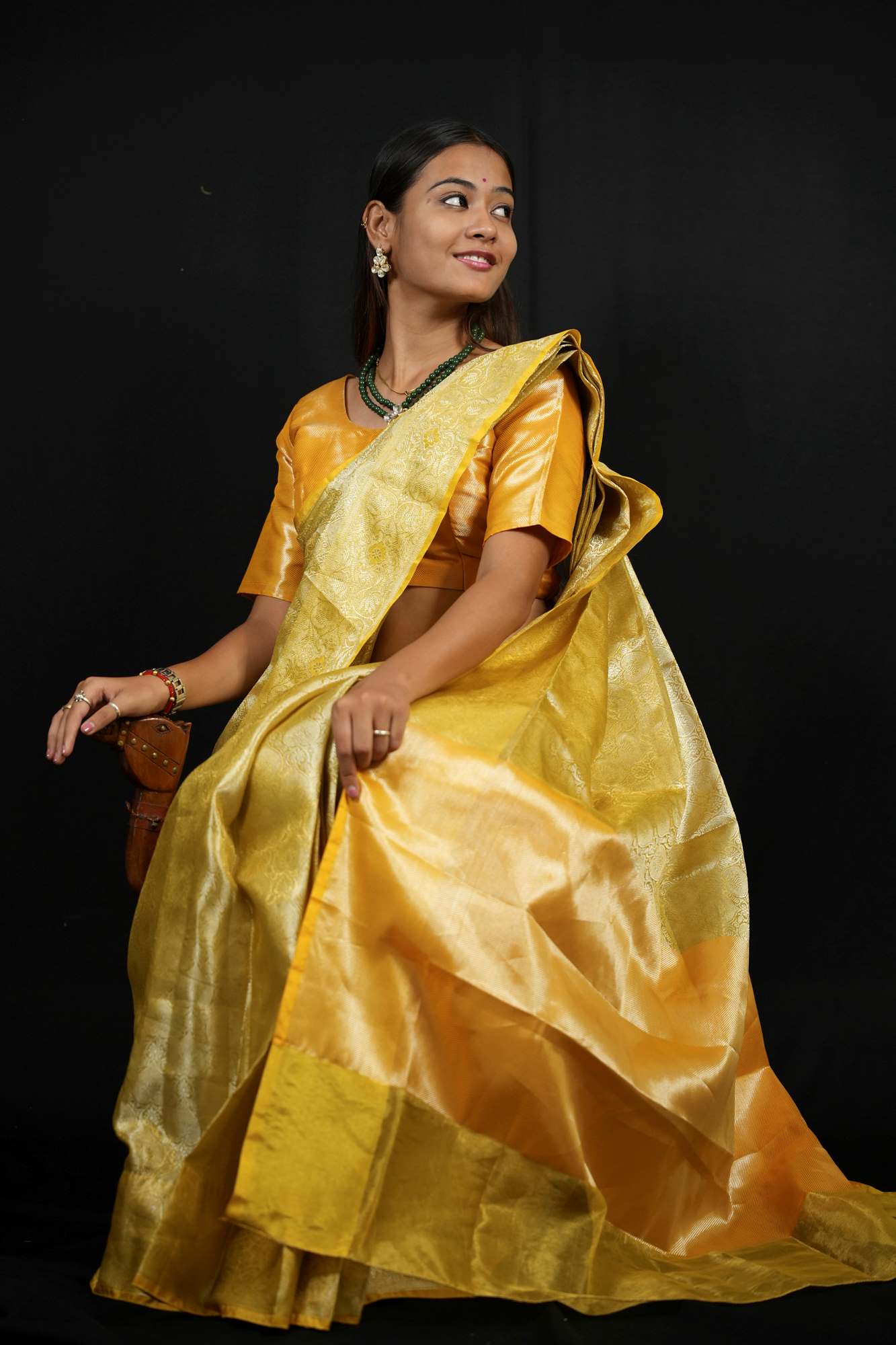 Banarasi Tanchoi ready to wear saree with Ornate pallu