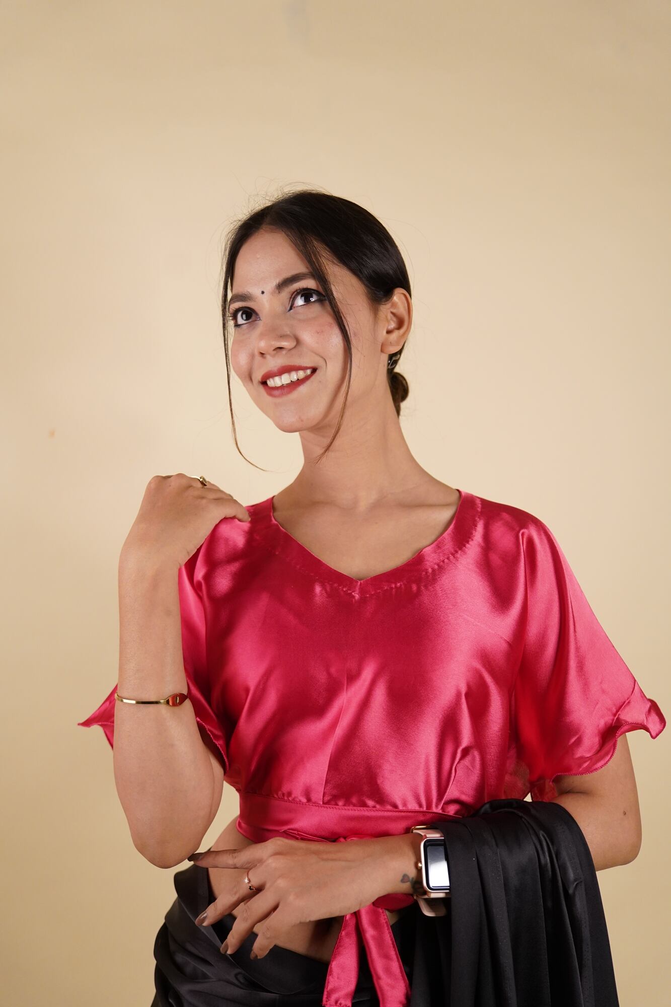 Ready to Wear Bell Sleeves Tying Blouse Cum Top - Satin - Isadora Life Online Shopping Store