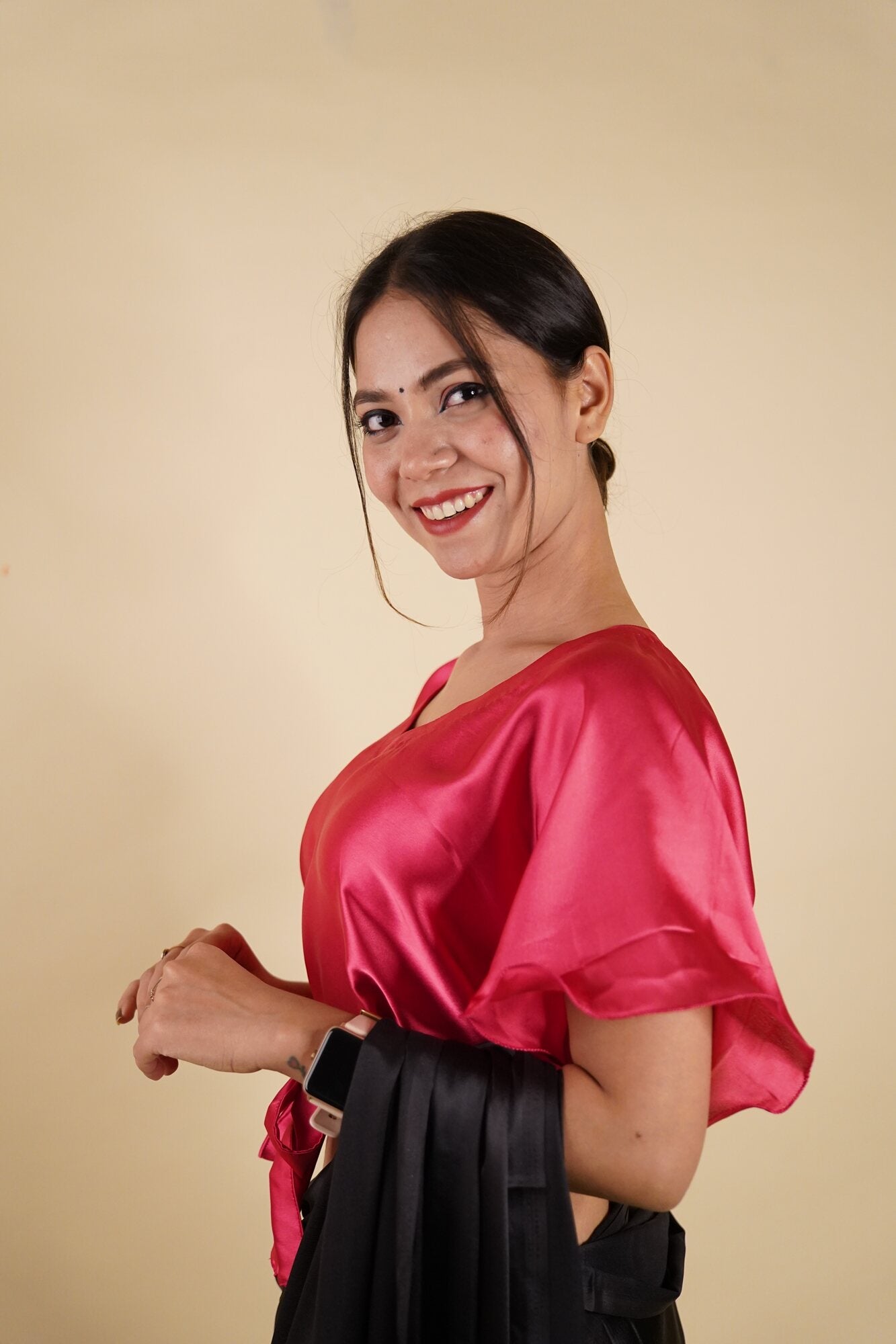 Ready to Wear Bell Sleeves Tying Blouse Cum Top - Satin - Isadora Life Online Shopping Store