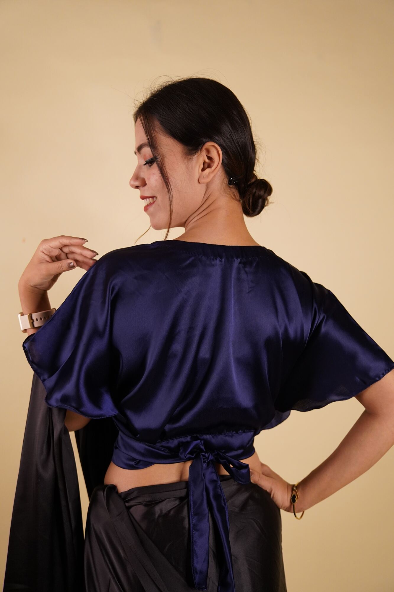 Ready to Wear Bell Sleeves Tying Blouse Cum Top - Satin - Isadora Life Online Shopping Store