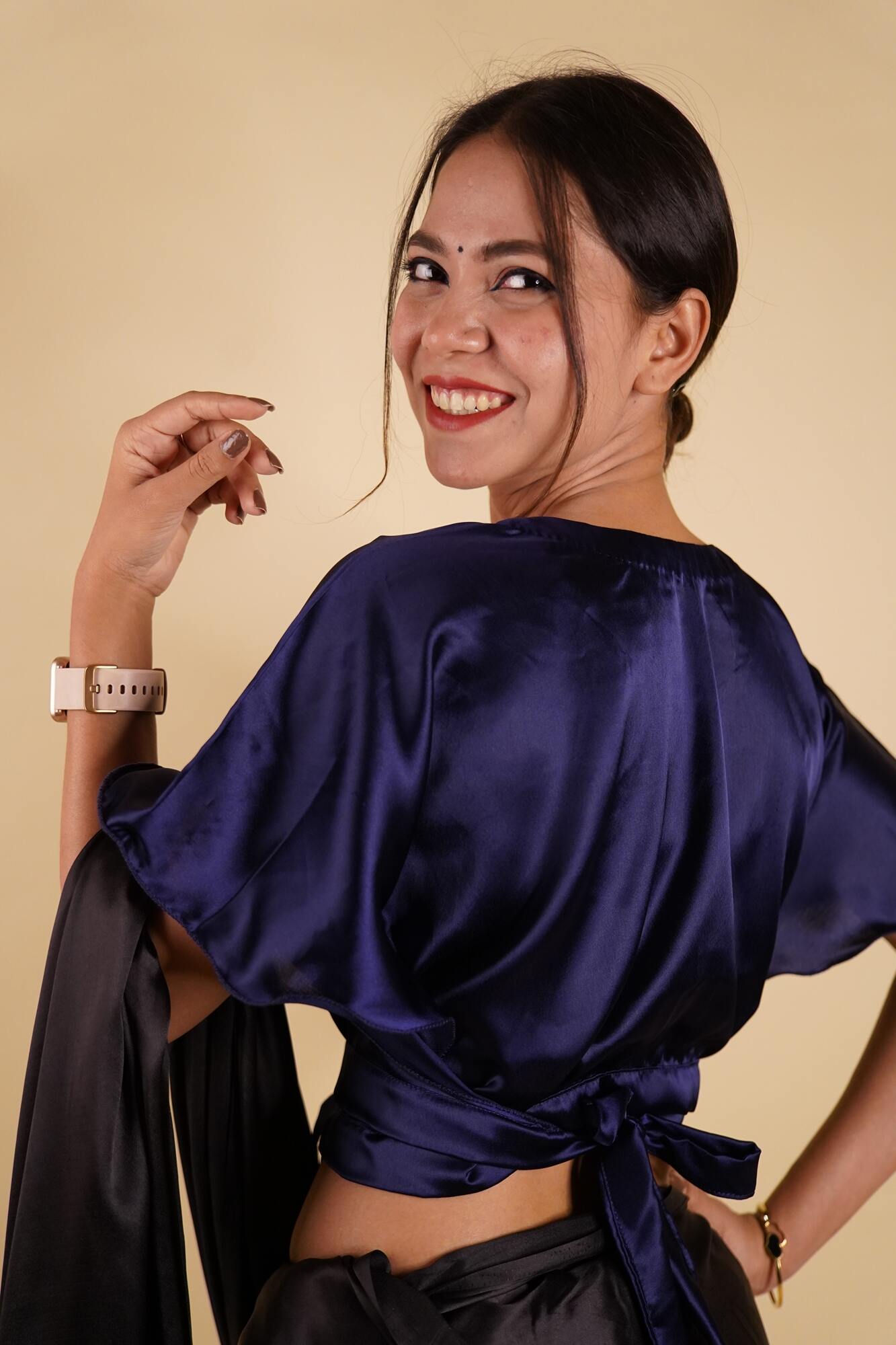 Ready to Wear Bell Sleeves Tying Blouse Cum Top - Satin - Isadora Life Online Shopping Store