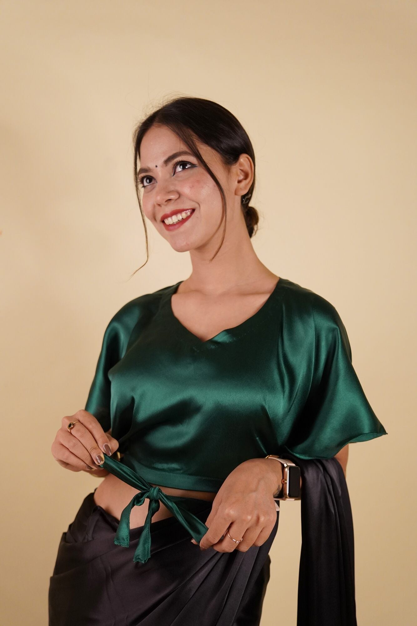 Ready to Wear Bell Sleeves Tying Blouse Cum Top - Satin - Isadora Life Online Shopping Store