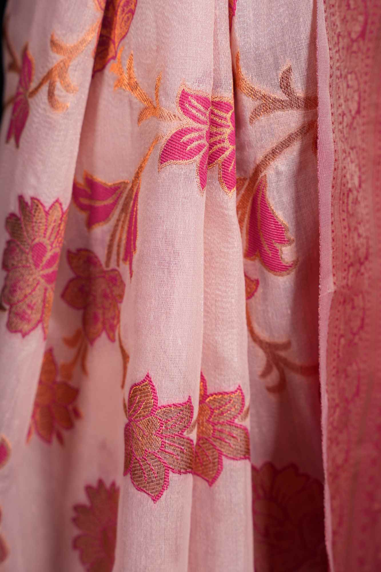 Banarasi with Jaal Floral Weave and woven Zari Border Ready To Wear Saree