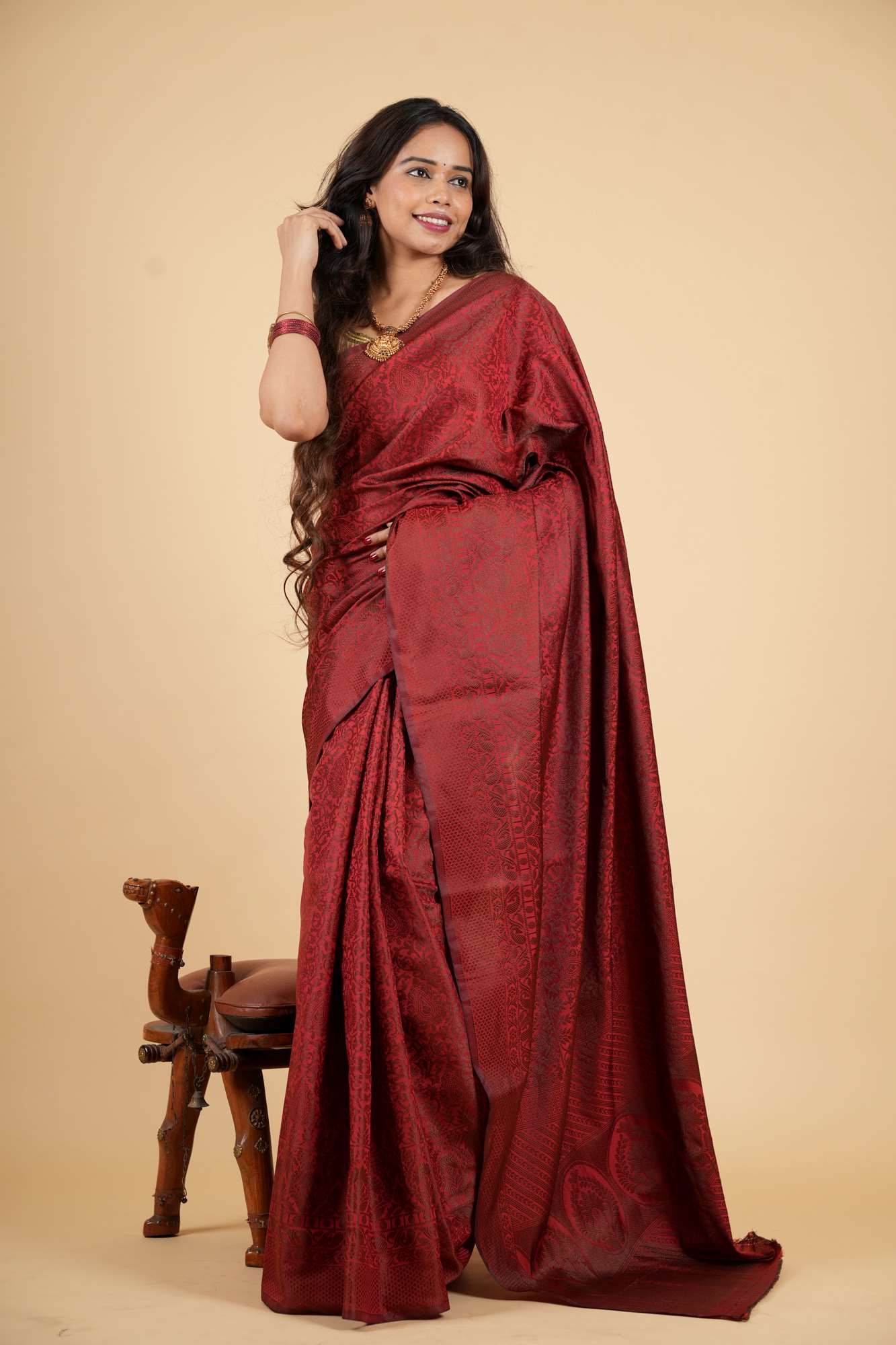 Kanchipuram with Intricate Zari and Ethnic Motifs Ready To Wear Saree